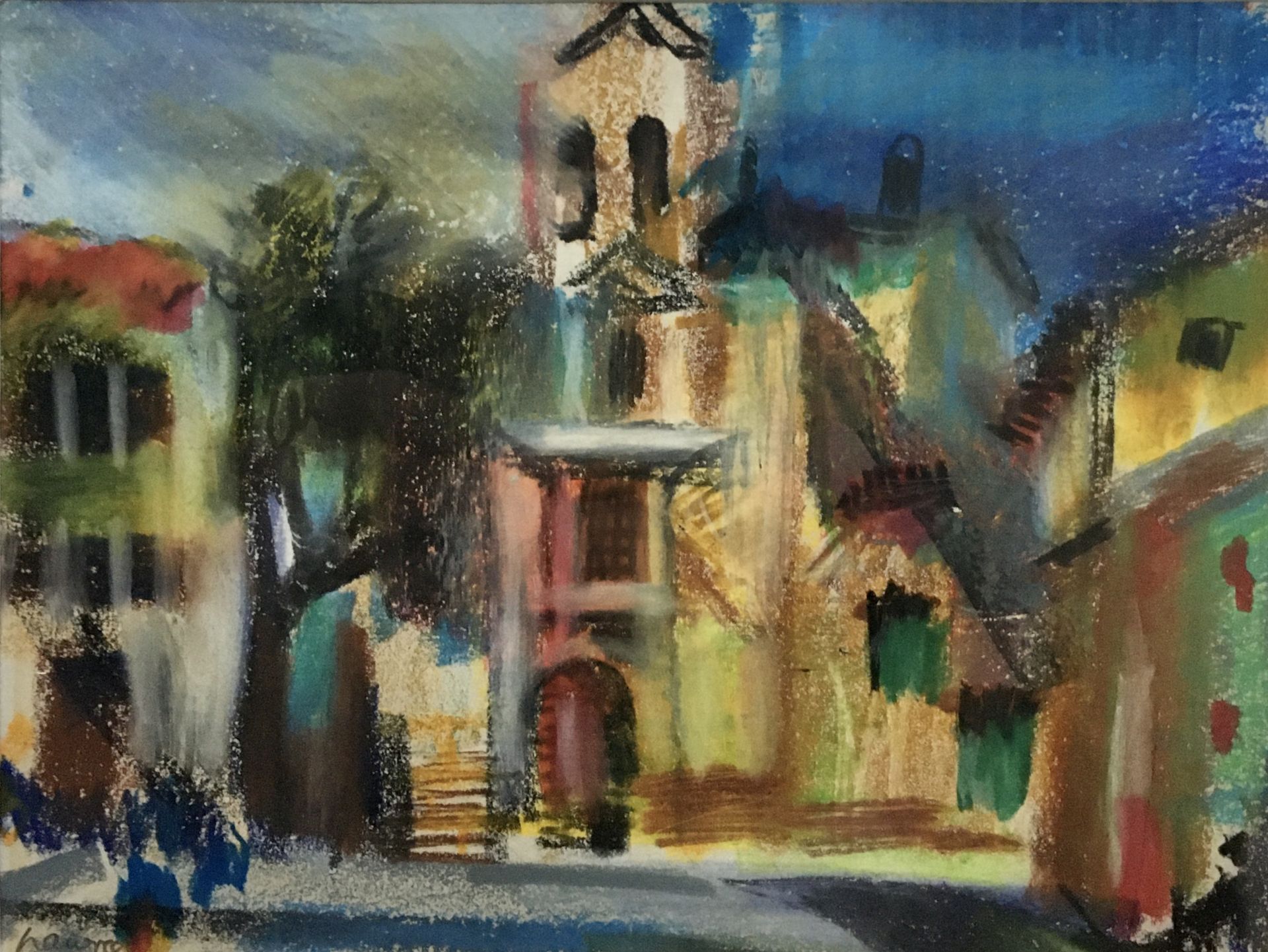 Hamish Lawrie, (1919-1987) Tuscan Piazza, Oil Pastel on Paper - Image 2 of 3