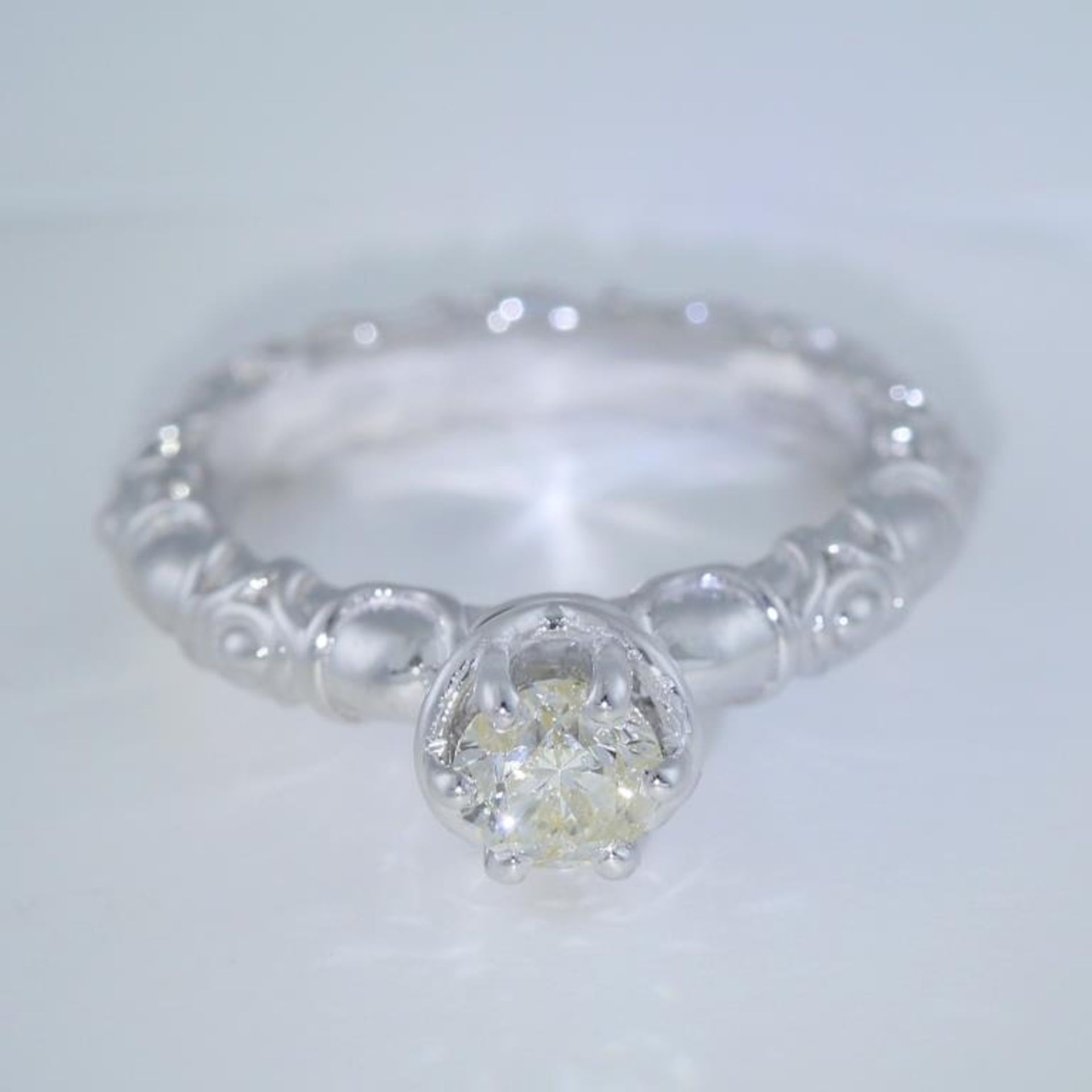 14 K White Gold Certified Designer Solitaire Diamond Ring - Image 2 of 8