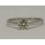 Certified 0.45 ct VS White Natural Diamond Solitaire Ring set in Platinum
