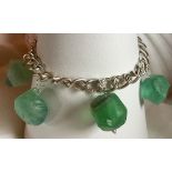 Vintage Solid Silver 14.6 grams with Fluorite Green Charms