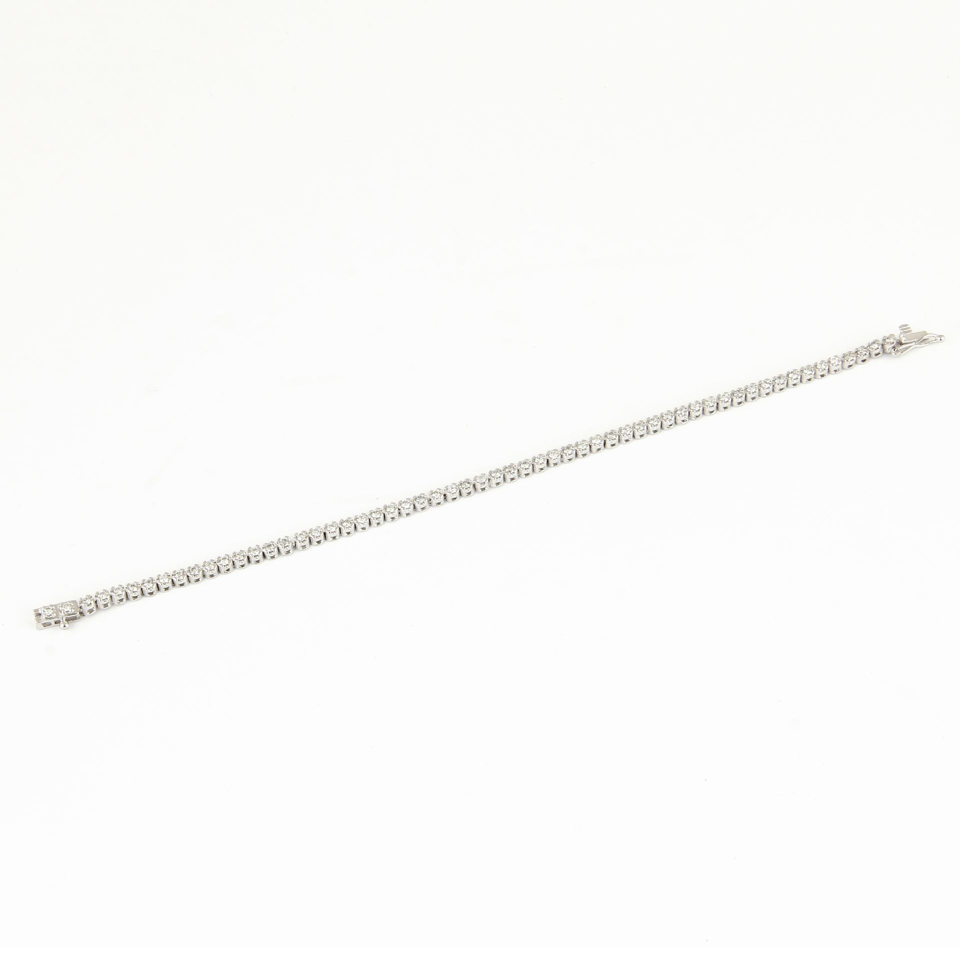 14 K / 585 White Gold Tennis Bracelet with Diamonds - Image 3 of 6