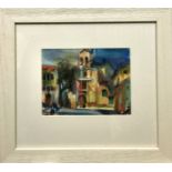 Hamish Lawrie, (1919-1987) Tuscan Piazza, Oil Pastel on Paper