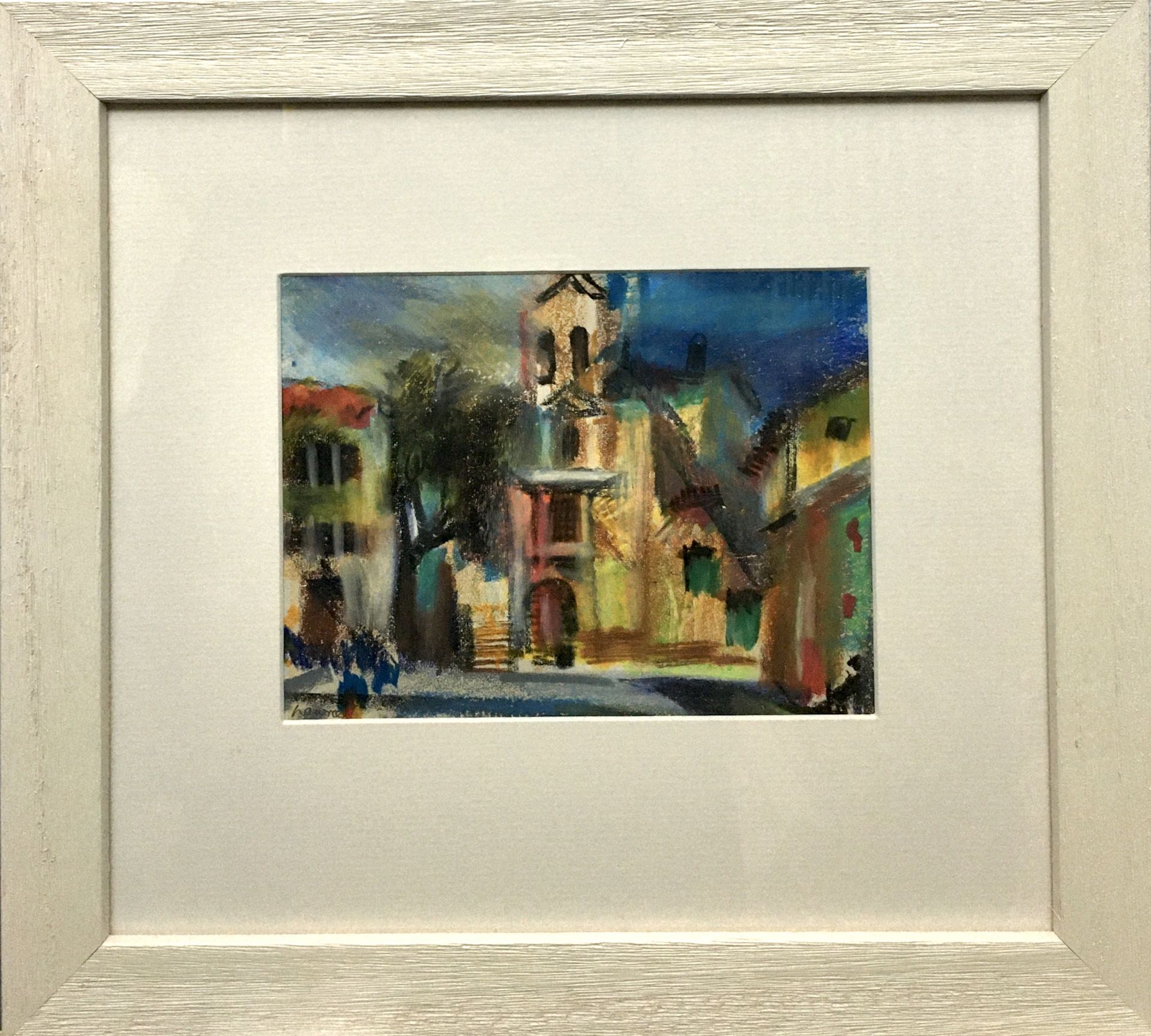 Hamish Lawrie, (1919-1987) Tuscan Piazza, Oil Pastel on Paper