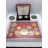 5p Silver proof set , Pre Decimal Proof Coin Set, and Two Crowns