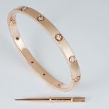 14 K / 585 Rose Gold Cartier Diamond Bracelet with screwdriver