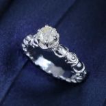 14 K White Gold Certified Designer Solitaire Diamond Ring