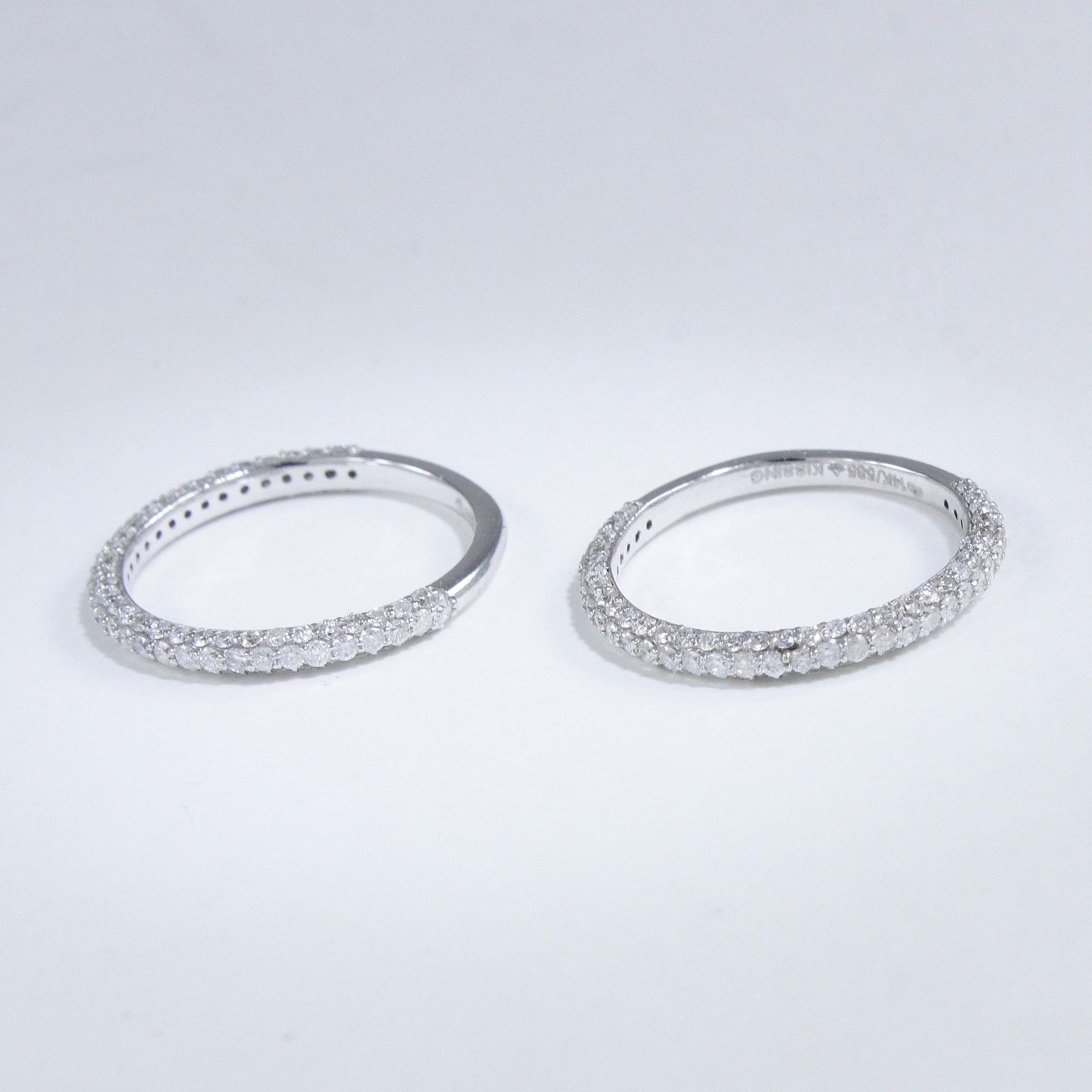 14 K / 585 Set of 2 White Gold Diamond Band Rings - Image 5 of 8