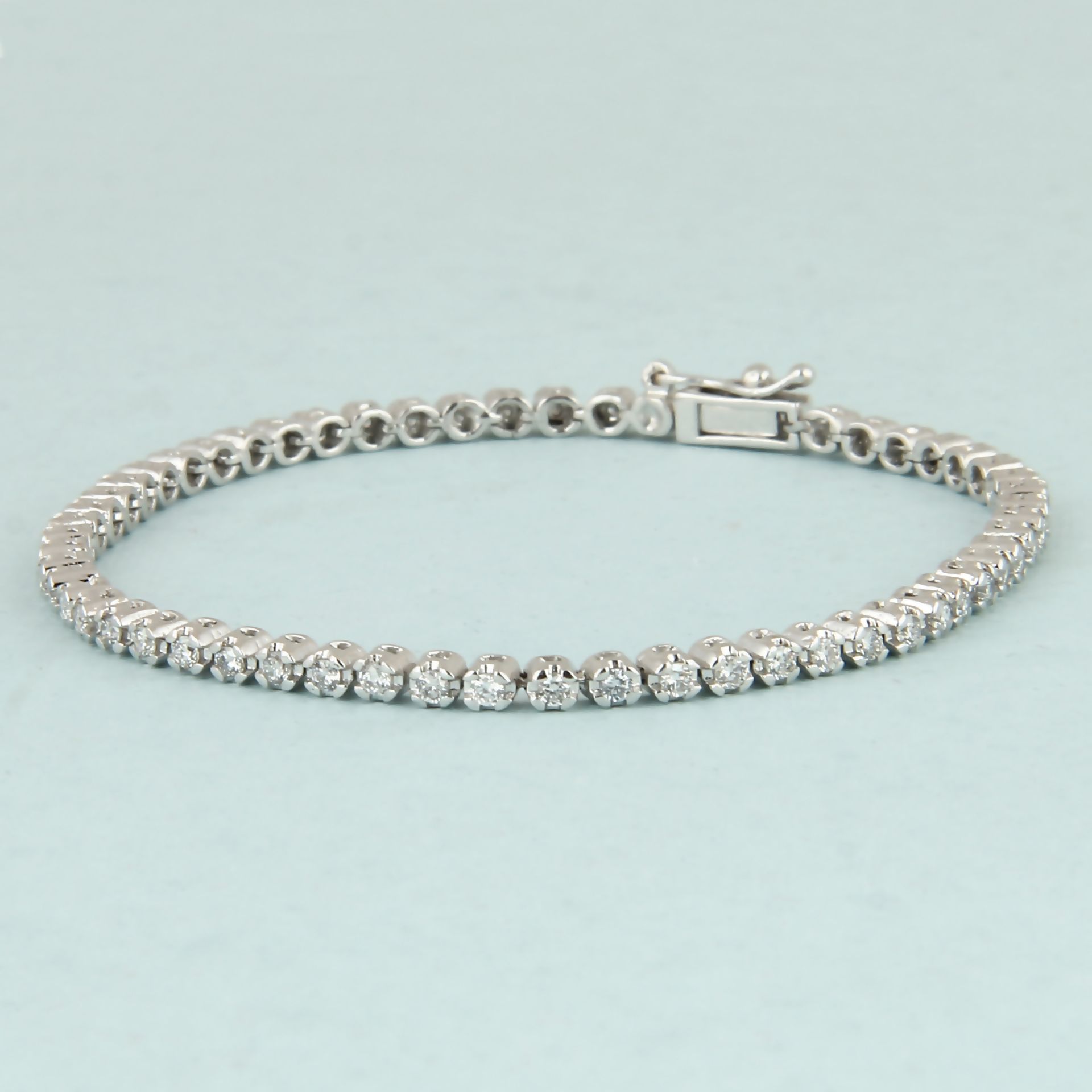 14 K / 585 White Gold Tennis Bracelet with Diamonds - Image 6 of 6