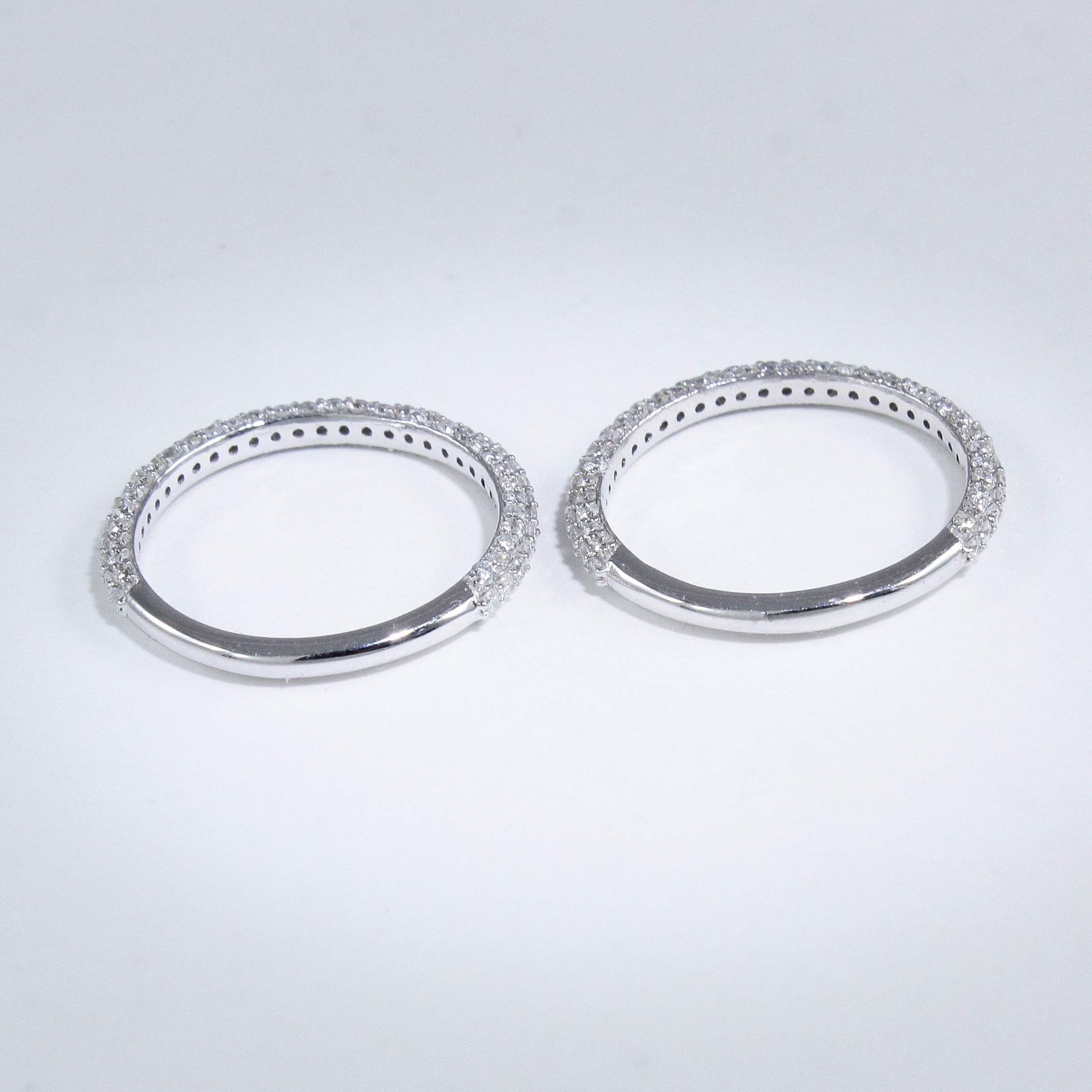 14 K / 585 Set of 2 White Gold Diamond Band Rings - Image 8 of 8