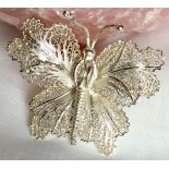 Vintage Malta Butterfly Brooch Scarf Pin filigree 6.6 grams