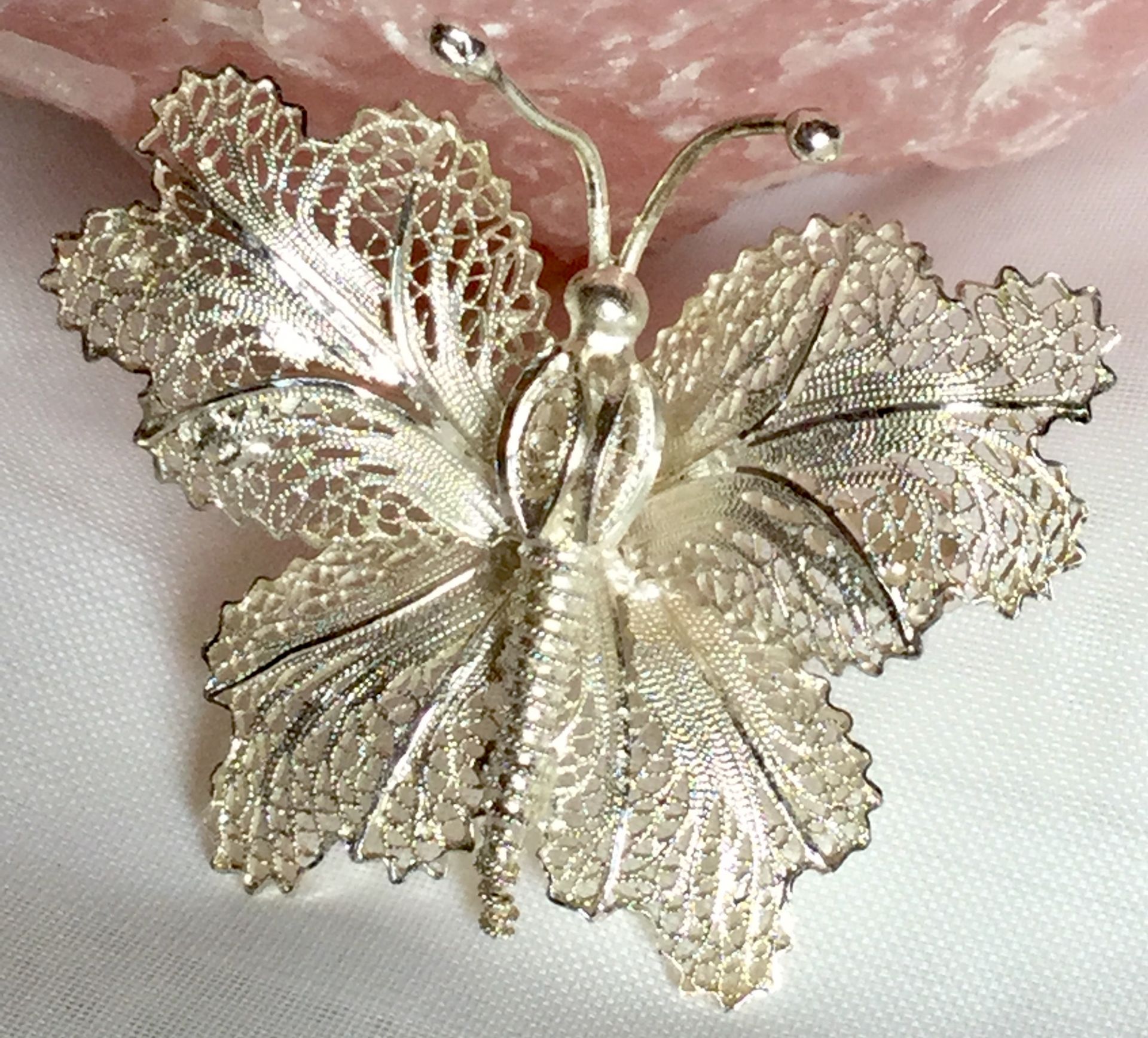 Vintage Malta Butterfly Brooch Scarf Pin filigree 6.6 grams