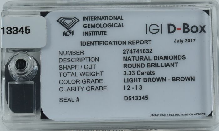 IGI Sealed 3.33 ct. - Diamond "D-Box" - Image 2 of 3