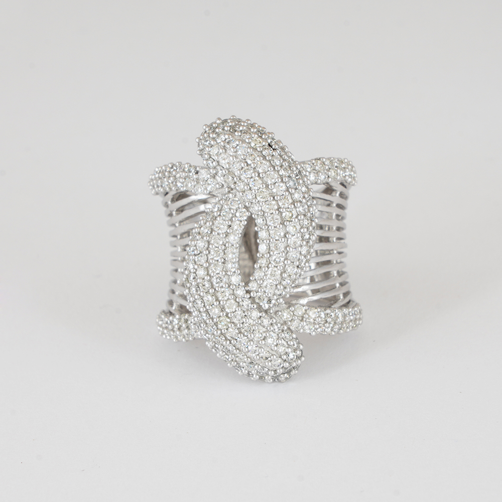 14 K / 585 White Gold Designer Diamond Ring - Image 9 of 10