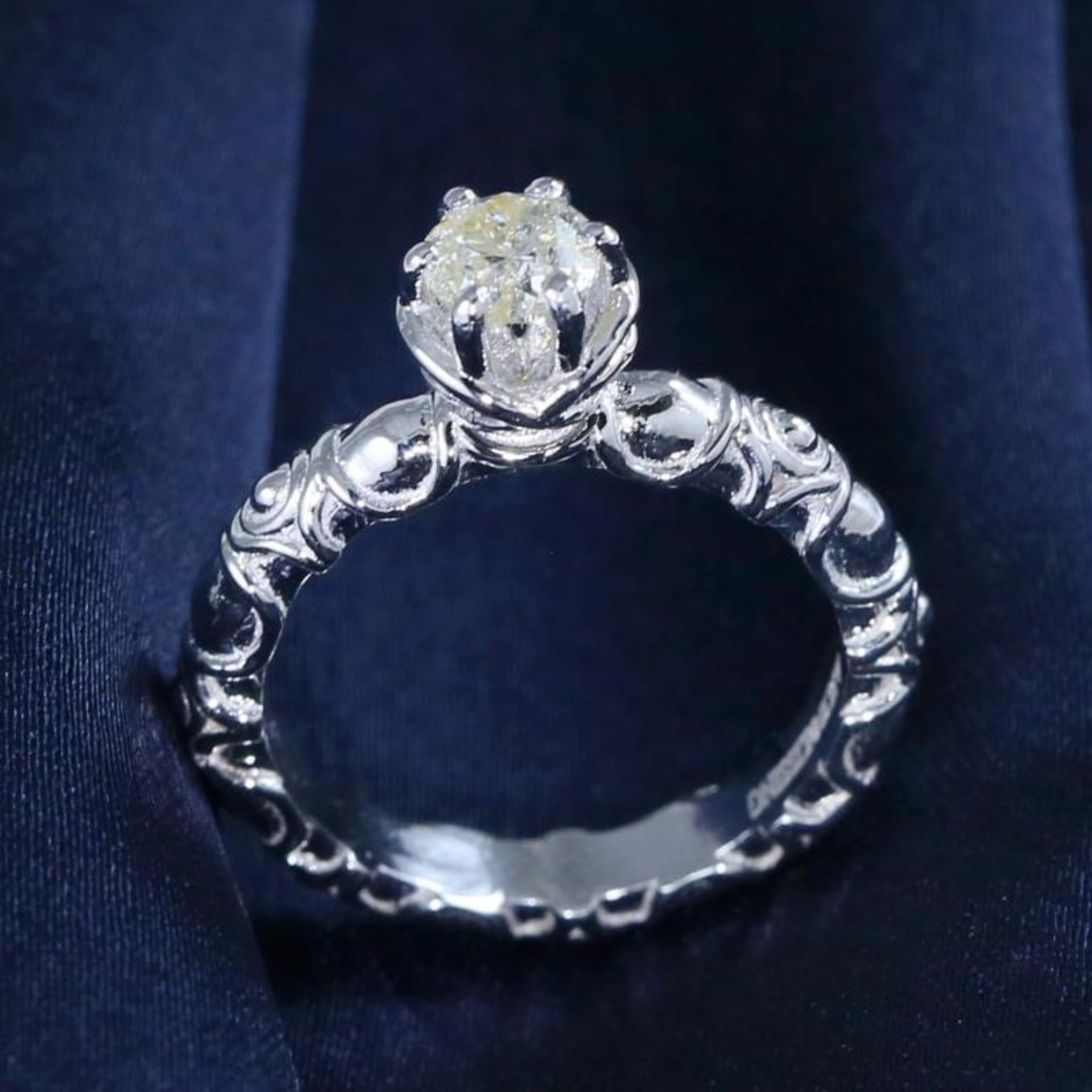 14 K White Gold Certified Designer Solitaire Diamond Ring - Image 3 of 8
