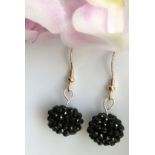 Spinel Black reflective Sparkly Drop Rose Gold 925 Stamped Earrings