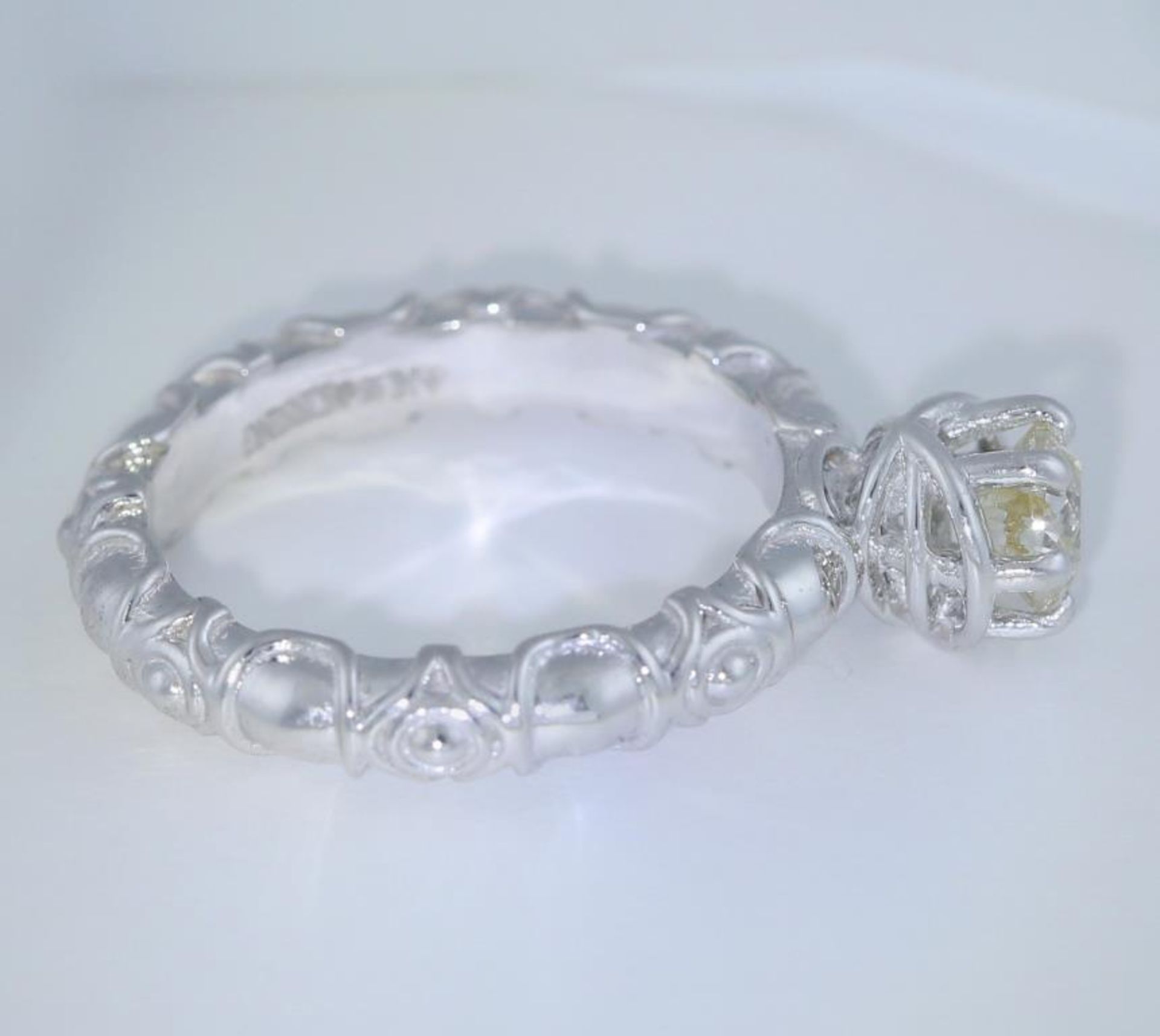 14 K White Gold Certified Designer Solitaire Diamond Ring - Image 5 of 8