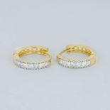 EGL Certified 14 K / 585 Yellow Gold Diamond Hoop Earring