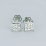 EGL Certified 14 K / 585 White Gold Diamond Earring Studs