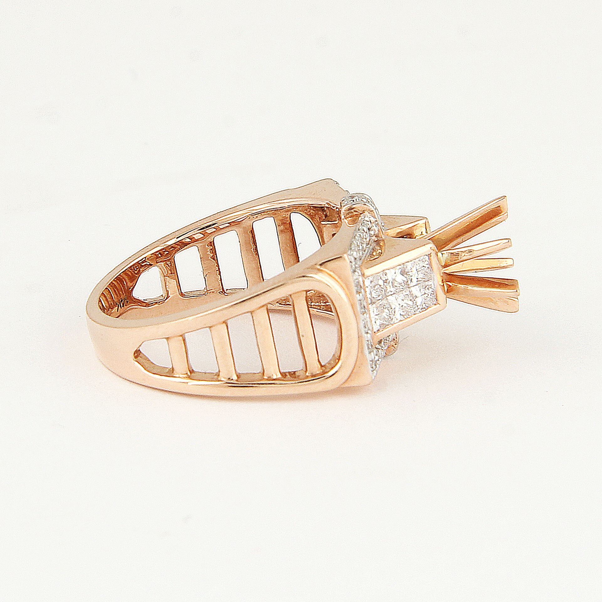 14 K / 585 Rose Gold Diamond Ring - Center stone unmounted - Image 7 of 8