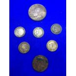 Mixture of Silver Coins and one copper