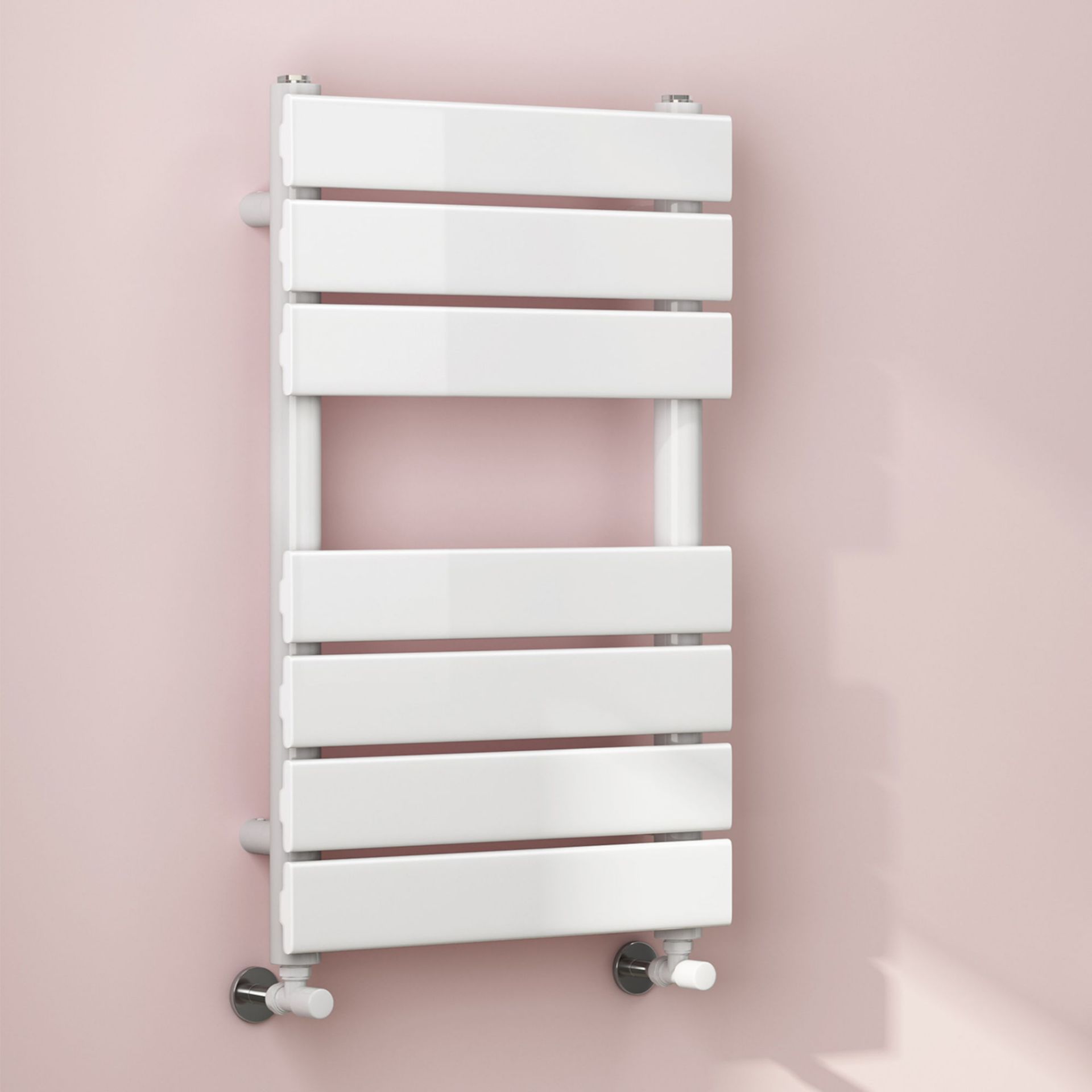 (ZL53) 650x400mm White Flat Panel Ladder Towel Radiator. RRP £174.99. Made from low carbon steel