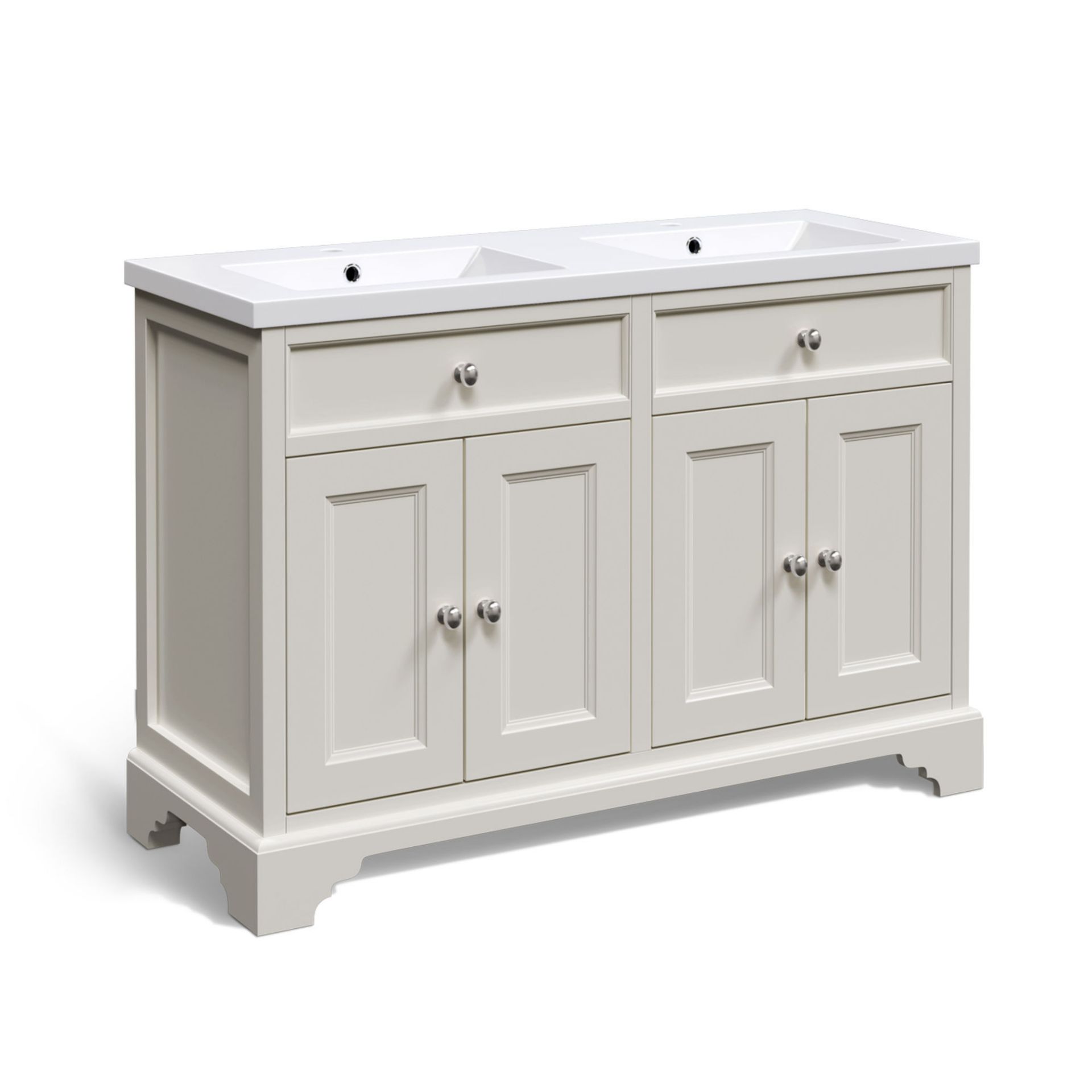 (EY2) 1200mm Loxley Chalk Double Basin Vanity Unit - Floor Standing. Comes complete with basin. - Image 4 of 5