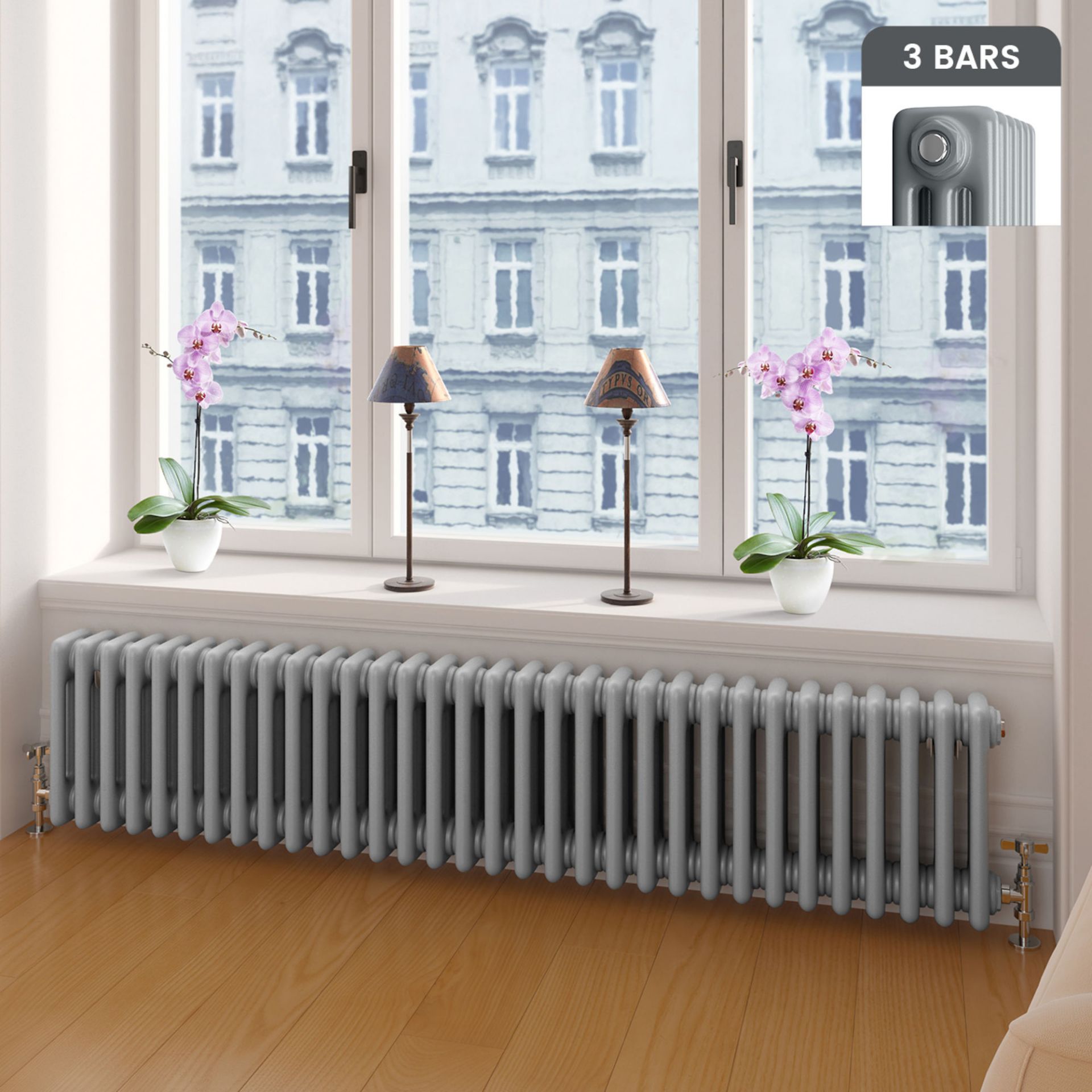 (EY18) 300x1458mm York Earl Grey Triple Panel Radiator. RRP £499.99. Introducing The Hotel