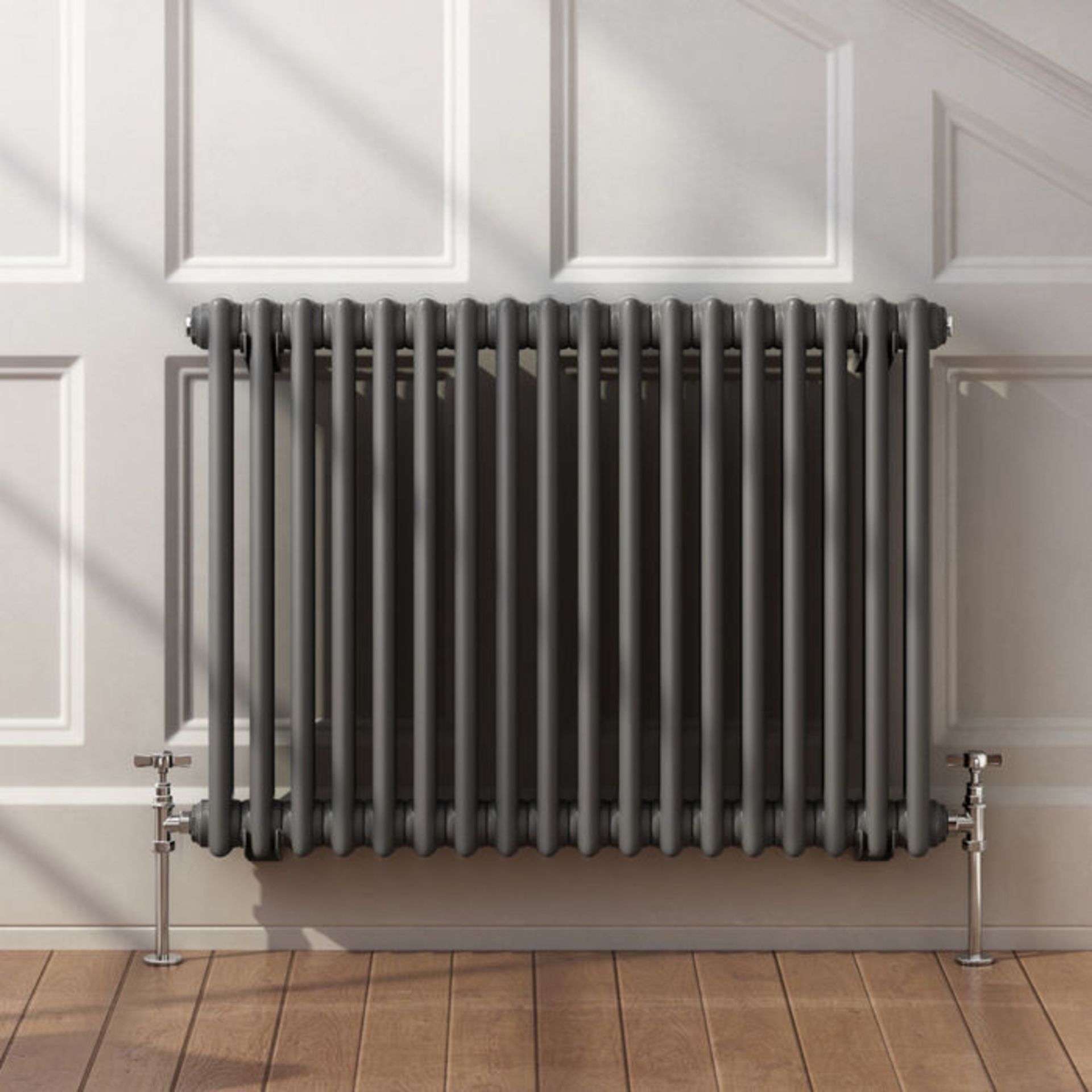 (EY212) 600x828mm Anthracite Double Panel Horizontal Colosseum Traditional Radiator. RRP £439.99. - Image 2 of 3