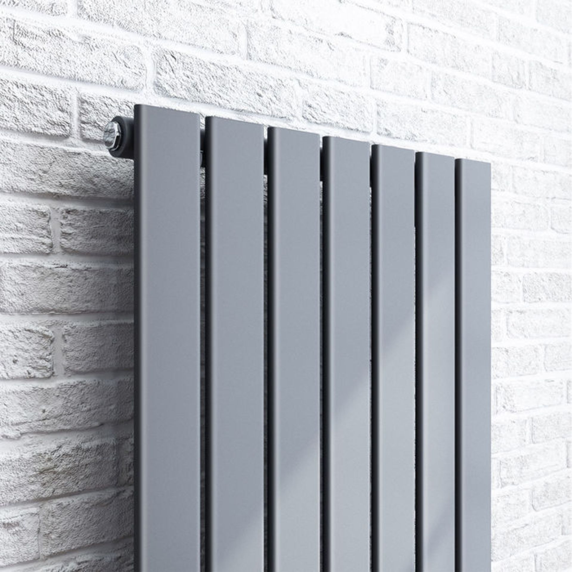 (EY123) 1600x532mm Anthracite Single Flat Panel Vertical Radiator. RRP £364.99. Made from high - Image 3 of 4