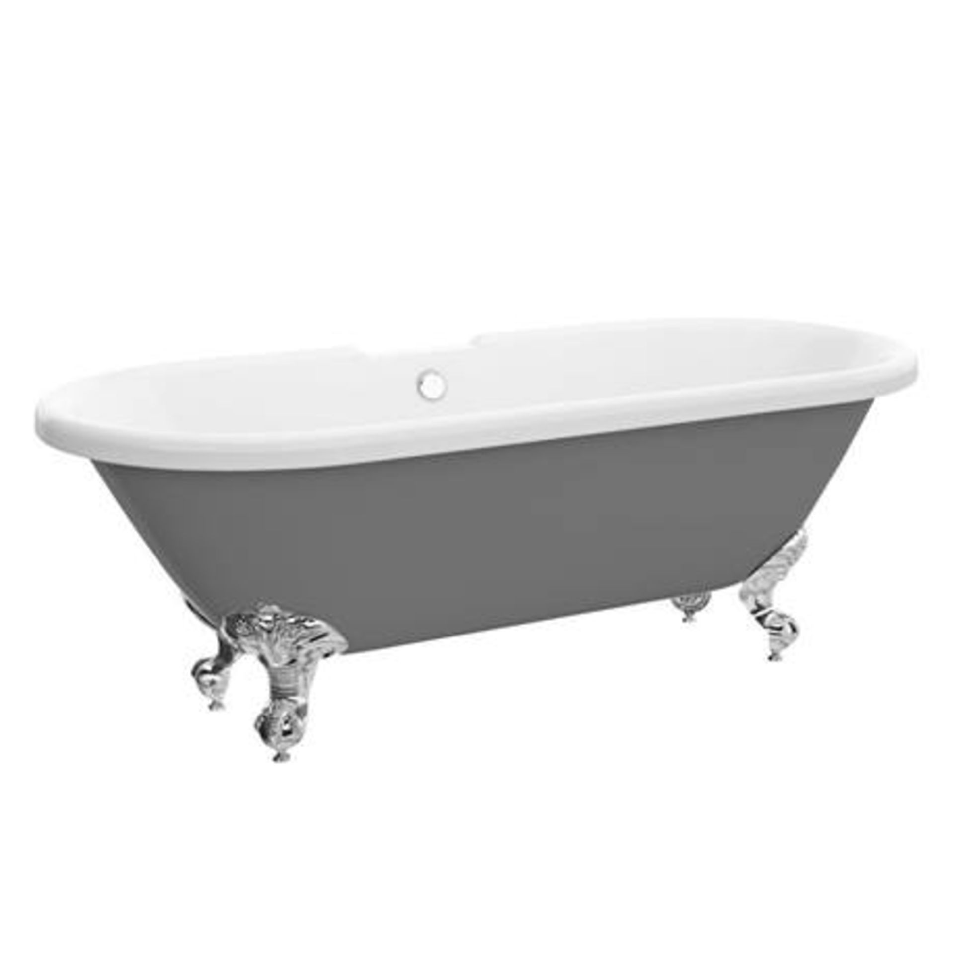 (EY4) 1695mm Grey Double Ended Roll Top Bath With Chrome Ball Feet. RRP £999.99. The Duke bath is - Image 5 of 5
