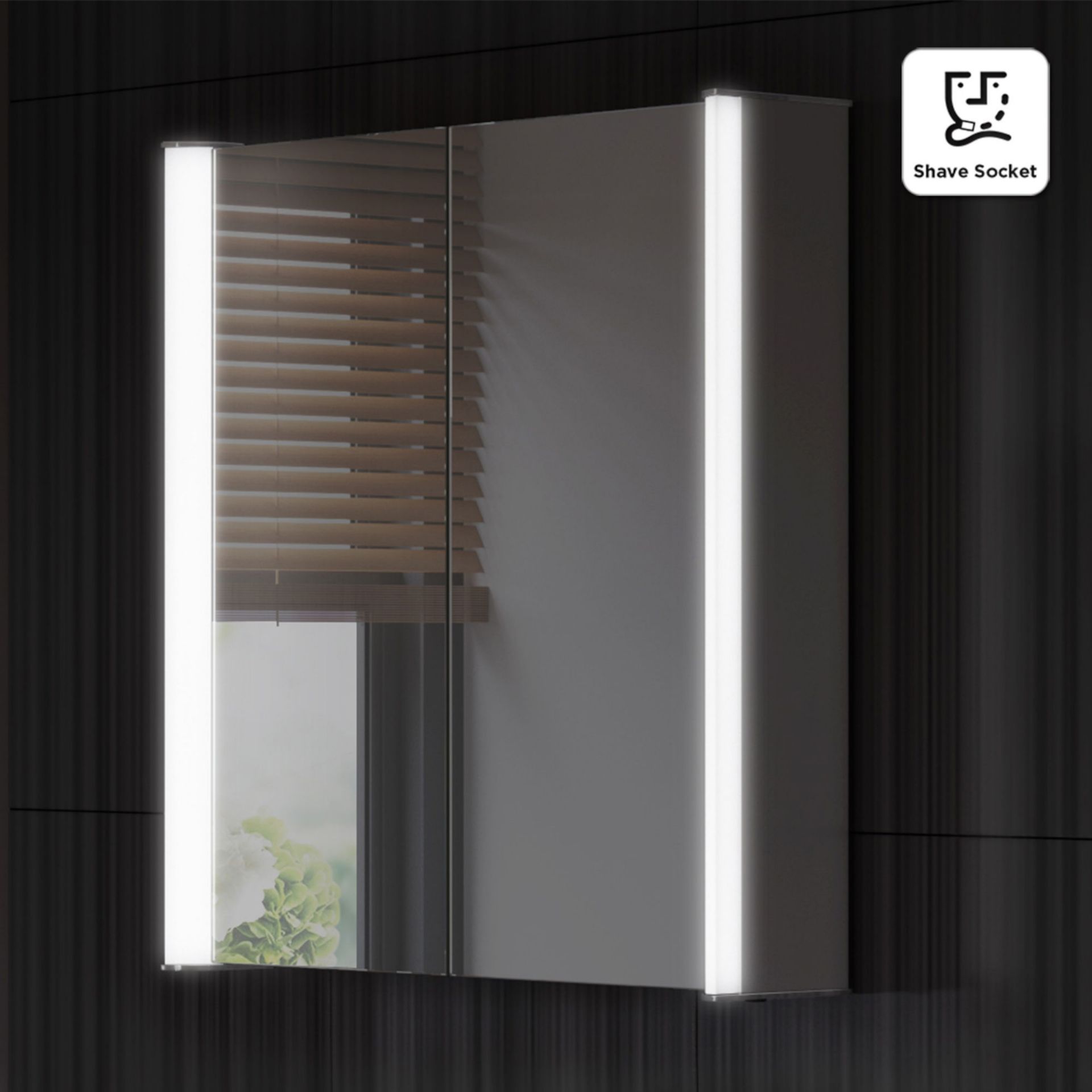 (EY49) 600x650mm Bloom Illuminated LED Mirror Cabinet - Shaver Socket. RRP £399.99. Double Sided