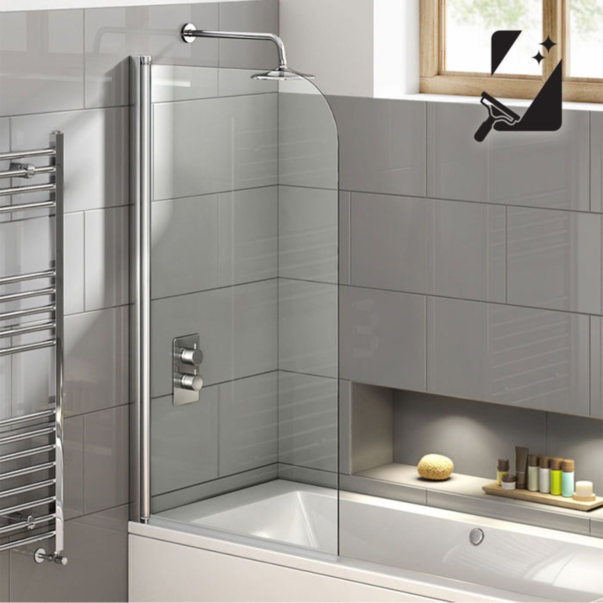 (TP121) 800mm Easy Clean Bath Screen - 6mm. RRP £188.99. 6mm Tempered Saftey Glass Screen - Our