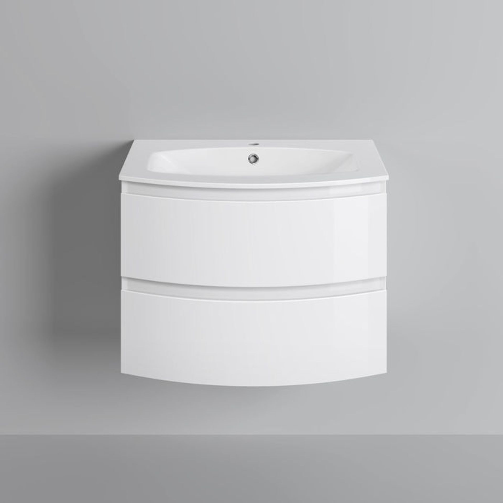 (TP6) 700mm Amelie High Gloss White Curved Vanity Unit - Wall Hung. comes complete with basin. - Image 4 of 4