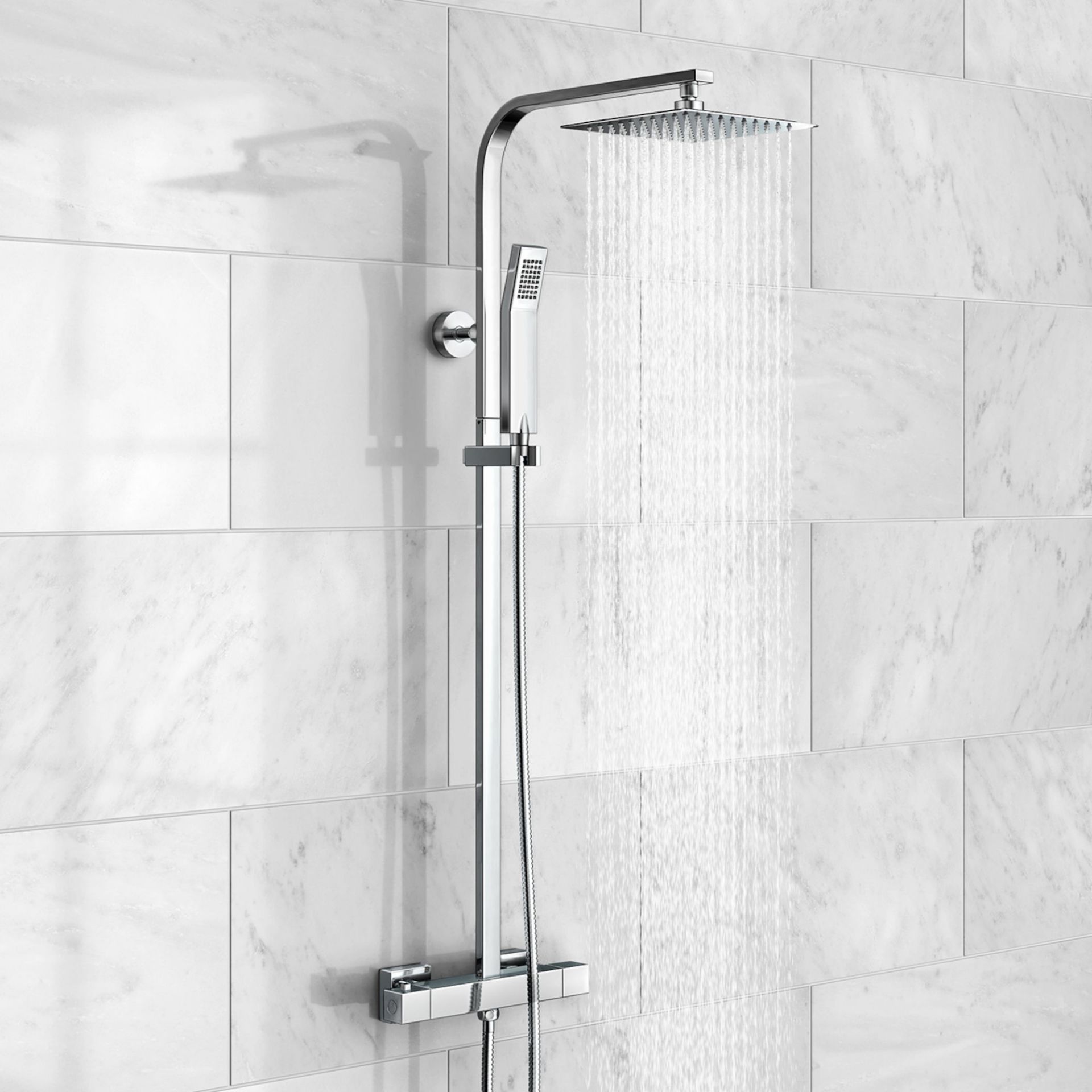 (EY207) Square Exposed Thermostatic Shower Kit - Denver. . Style meets function with our gorgeous