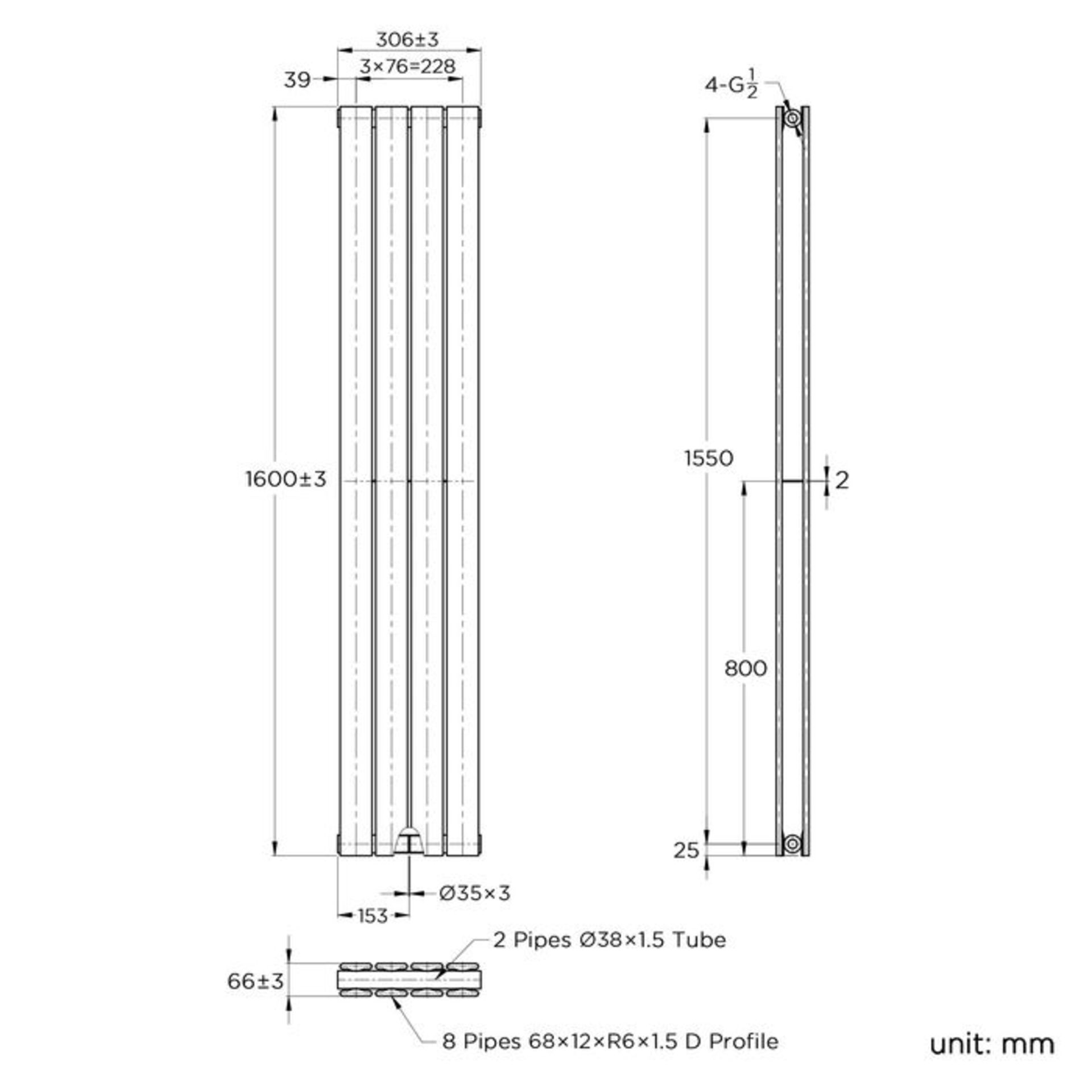 (TP146) 1600x300mm Gloss White Double Flat Panel Vertical Radiator. RRP £349.99. We love this - Image 3 of 3