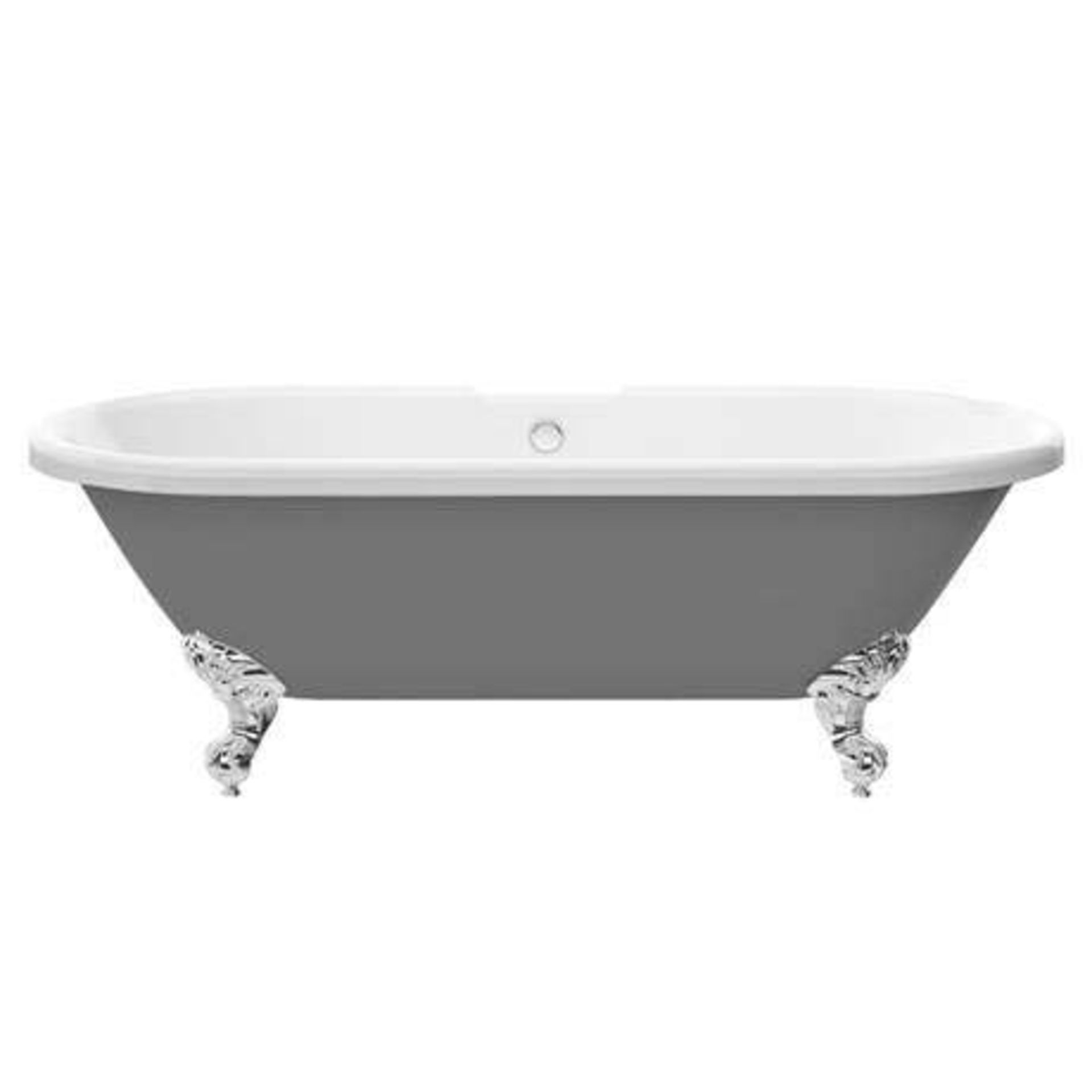 (EY4) 1695mm Grey Double Ended Roll Top Bath With Chrome Ball Feet. RRP £999.99. The Duke bath is - Image 2 of 5