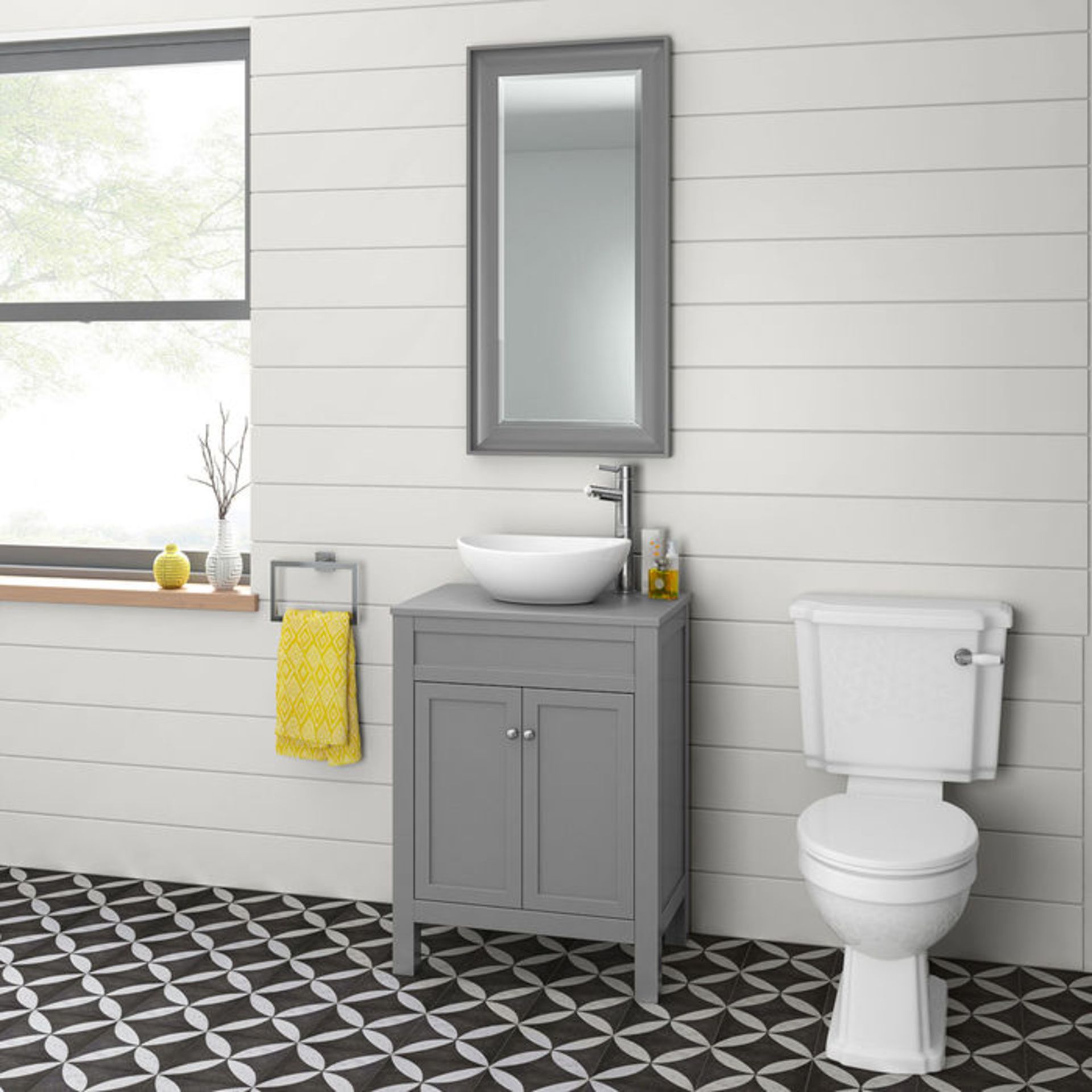 (EY8) 600mm Melbourne Grey Countertop Unit and Camila Basin - Floor Standing. RRP £499.99. Comes - Image 3 of 5