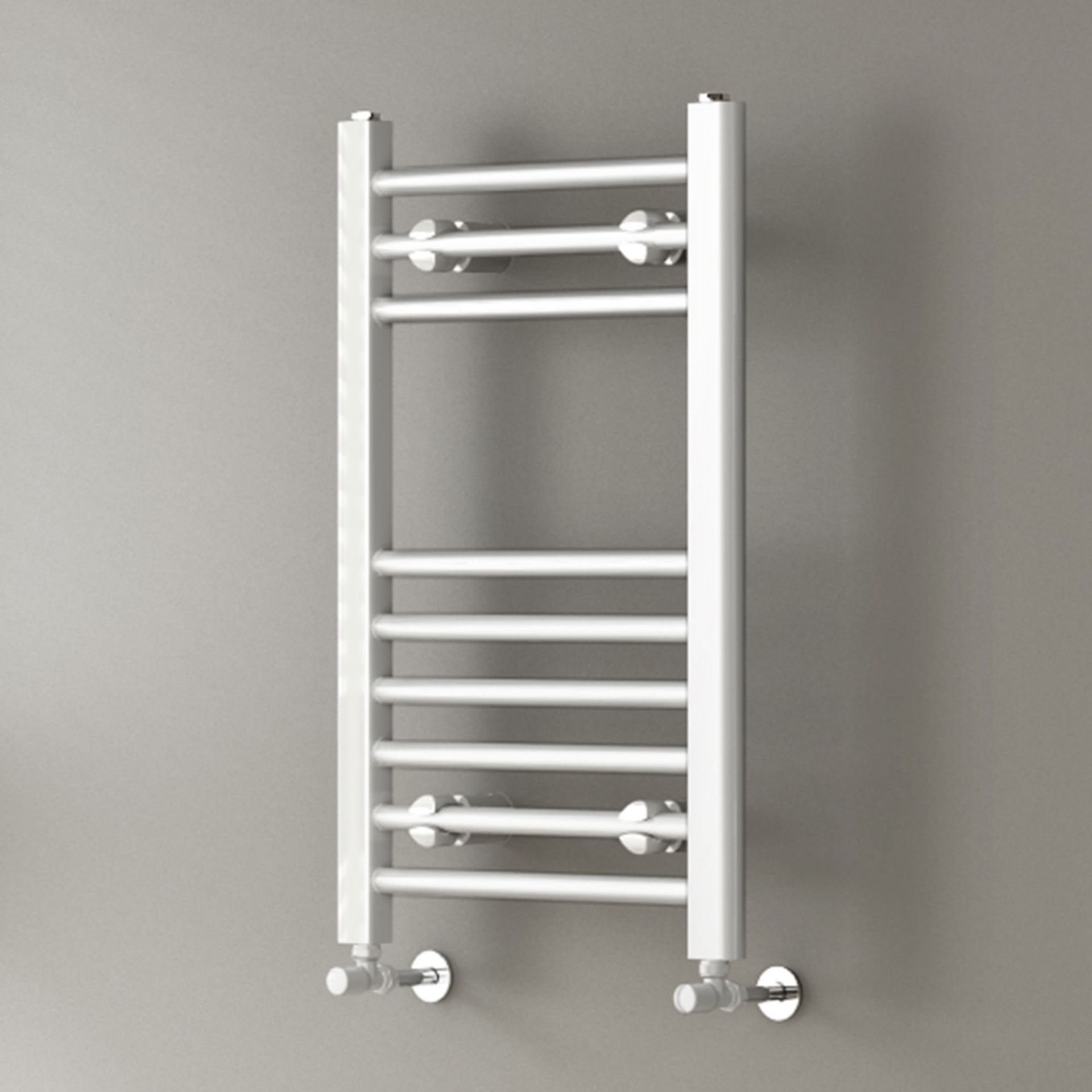 (ED113) 650x400mm White Straight Rail Ladder Towel Radiator. Made from low carbon steel Finished - Image 2 of 4