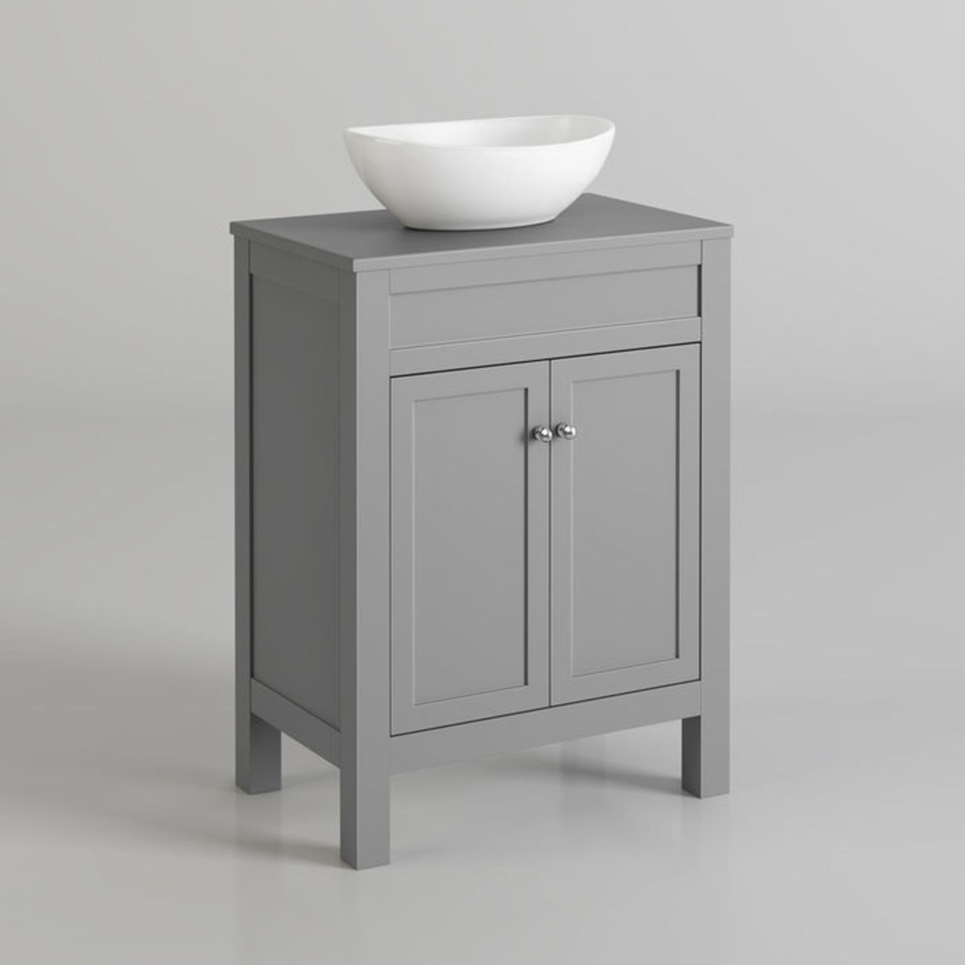 (KL87) 600mm Melbourne Grey Countertop Unit and Camila Basin - Floor Standing. RRP £499.99. Comes - Image 5 of 5
