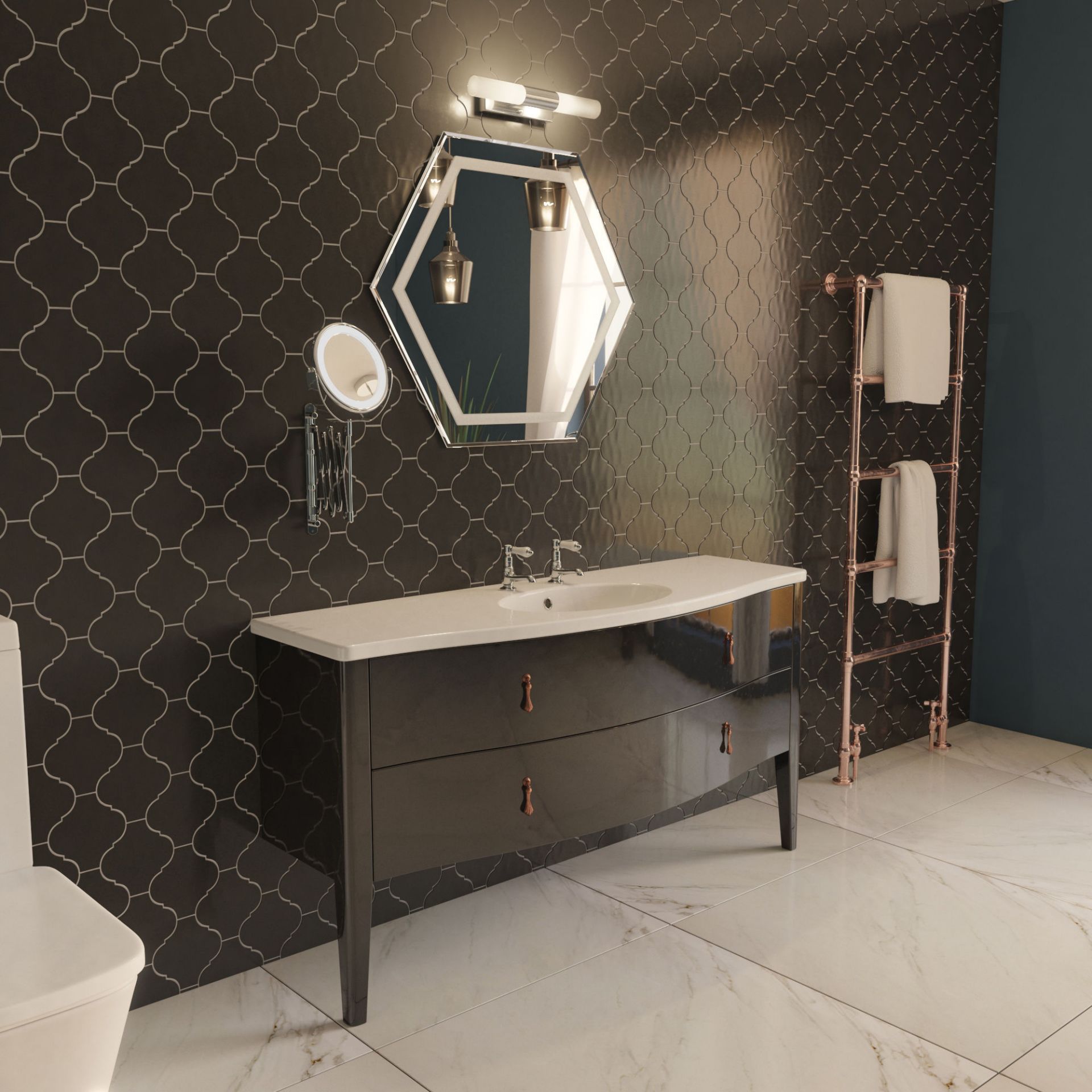 (KL2) Antoinette Vanity Unit. Comes complete with basin. Add a touch of glamour with this Art Deco - Image 6 of 7