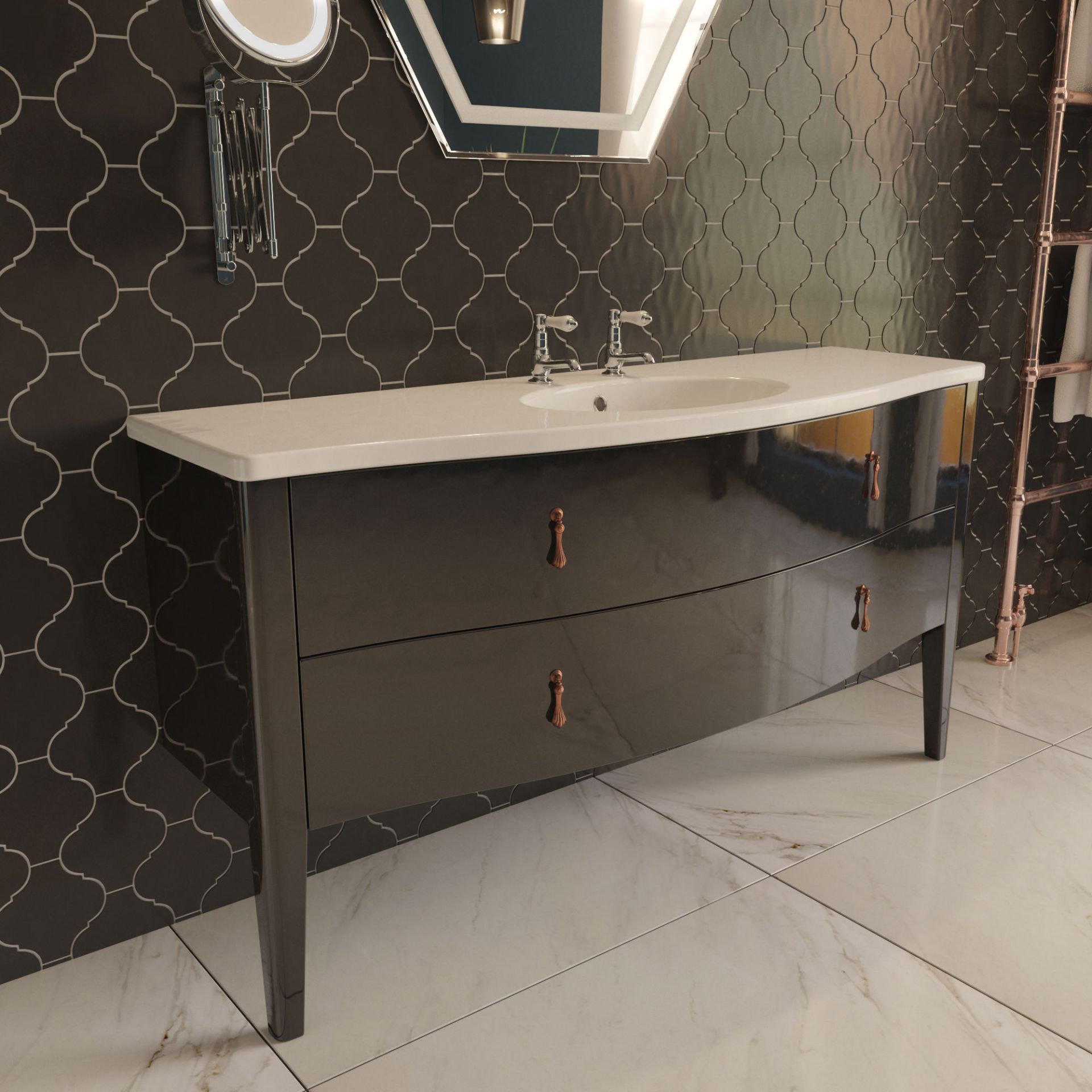 (KL2) Antoinette Vanity Unit. Comes complete with basin. Add a touch of glamour with this Art Deco
