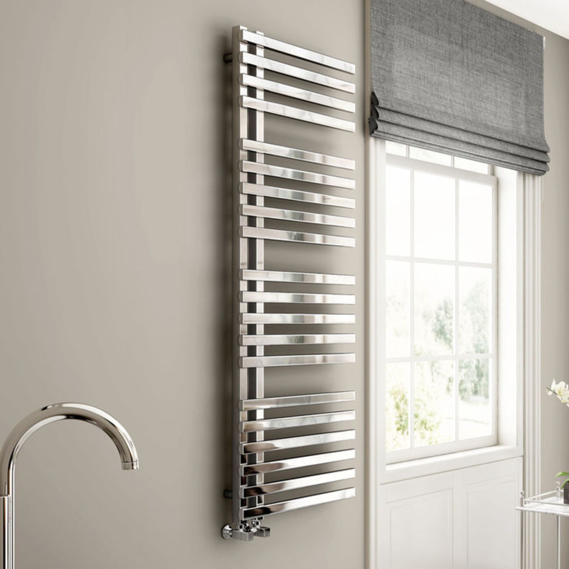 (KL49) 1600x600mm Chrome Designer Towel Radiator -Square Rail. RRP £551.99. Enjoy the convenient - Image 2 of 4