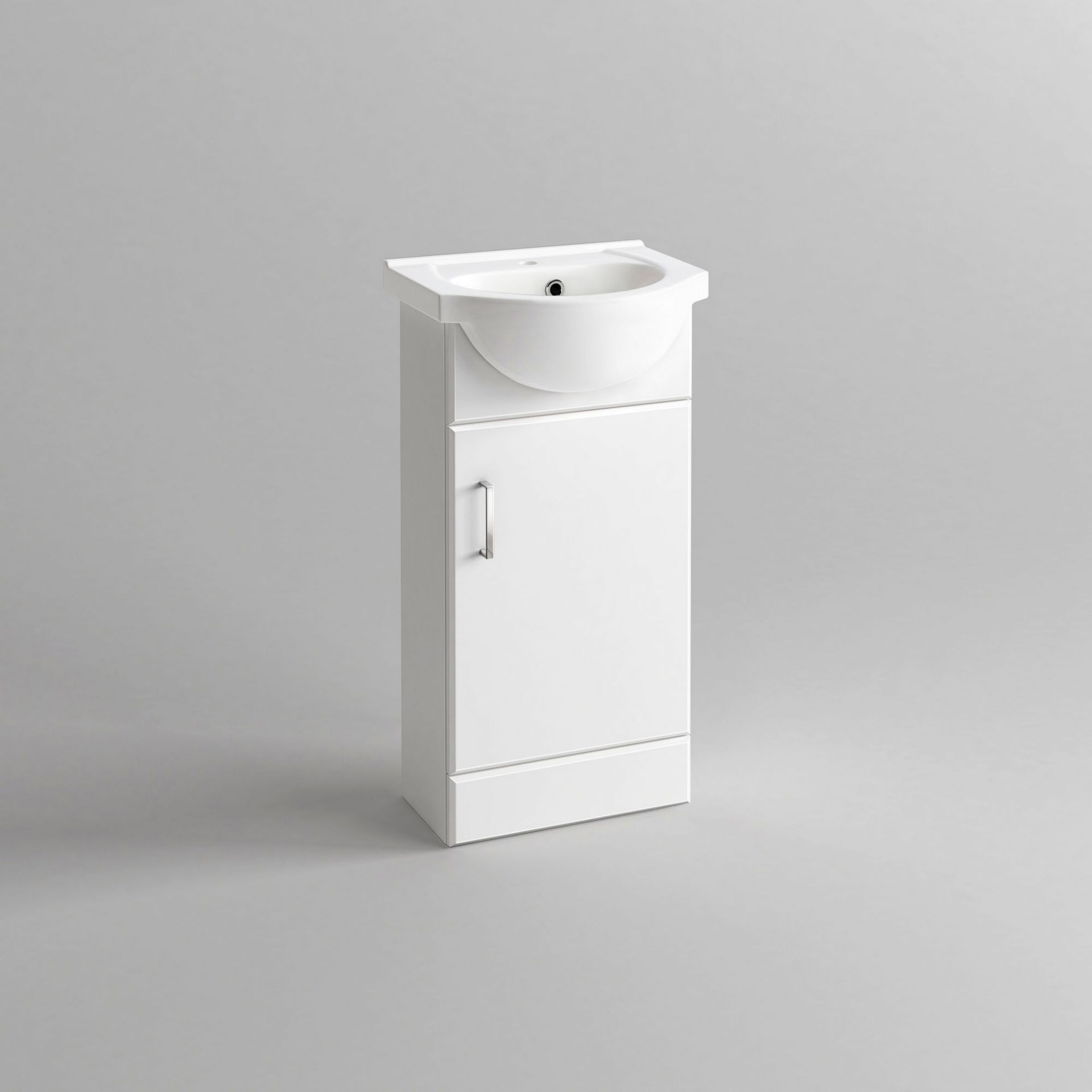 (KL19) 410mm Quartz Gloss White Built In Basin Cabinet. Comes complete with basin. Pristine gloss - Image 3 of 4