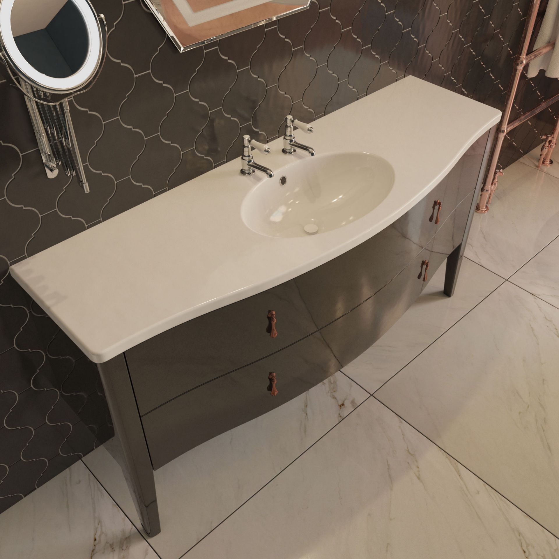 (KL2) Antoinette Vanity Unit. Comes complete with basin. Add a touch of glamour with this Art Deco - Image 7 of 7