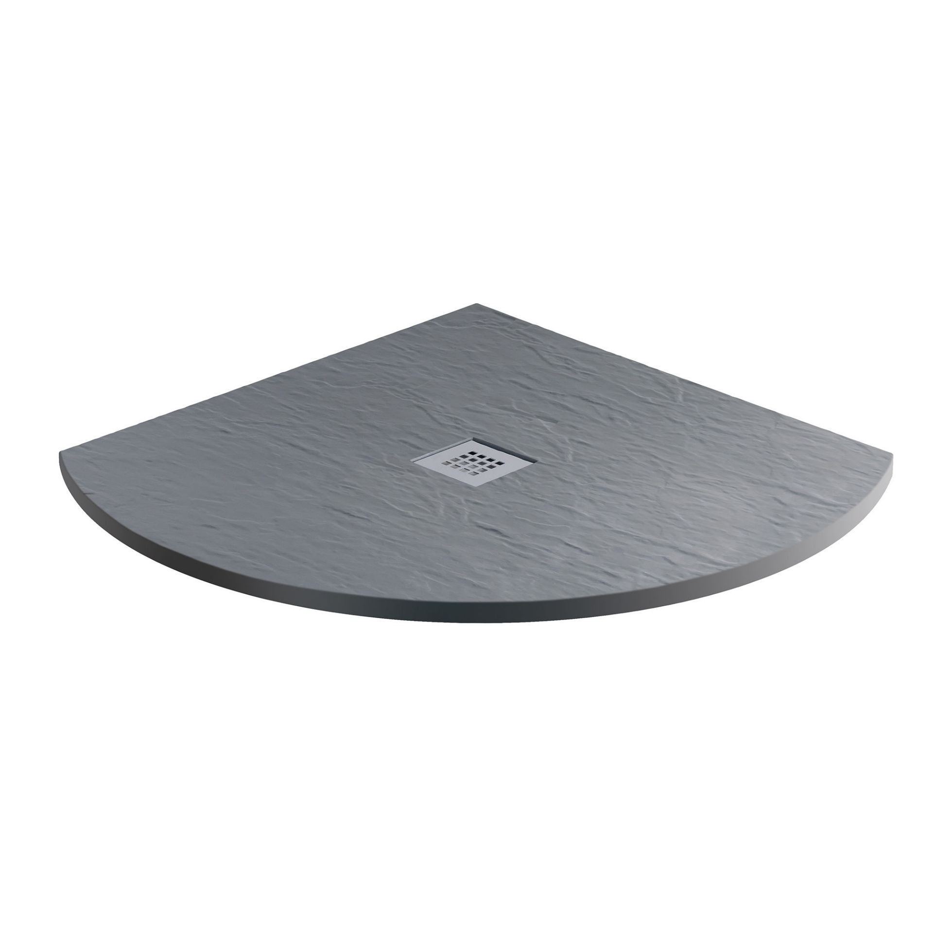 (CS114) 900x900mm Quadrant Slate Effect Shower Tray in Grey & Chrome Waste. RRP £153.99.