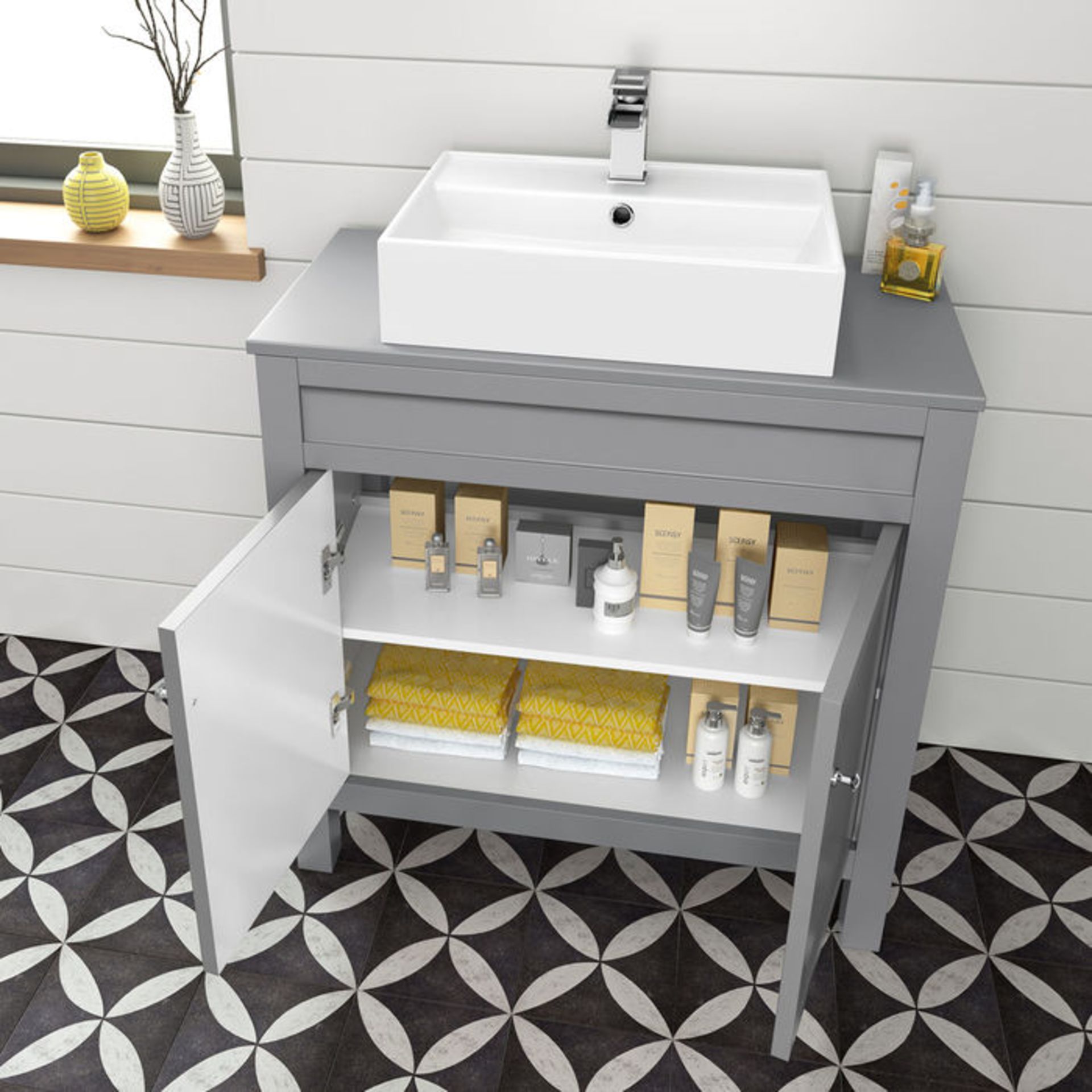 (KL9) 800mm Melbourne Grey Countertop Unit and Elisa Basin - Floor Standing. RRP £499.99 Comes - Image 2 of 5