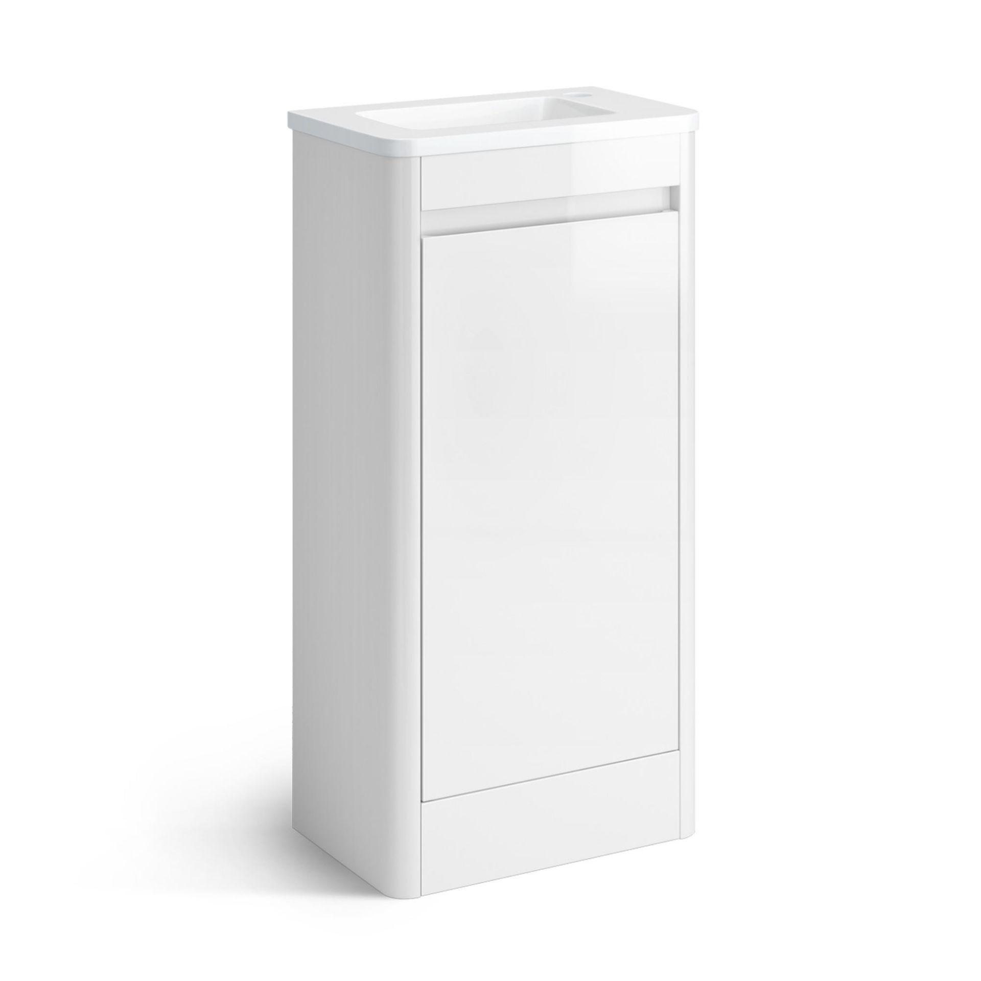 (KL23) 400mm Denver White Right Hand Cloakroom Vanity Unit - Floorstanding. RRP £399.99. Comes - Image 4 of 5