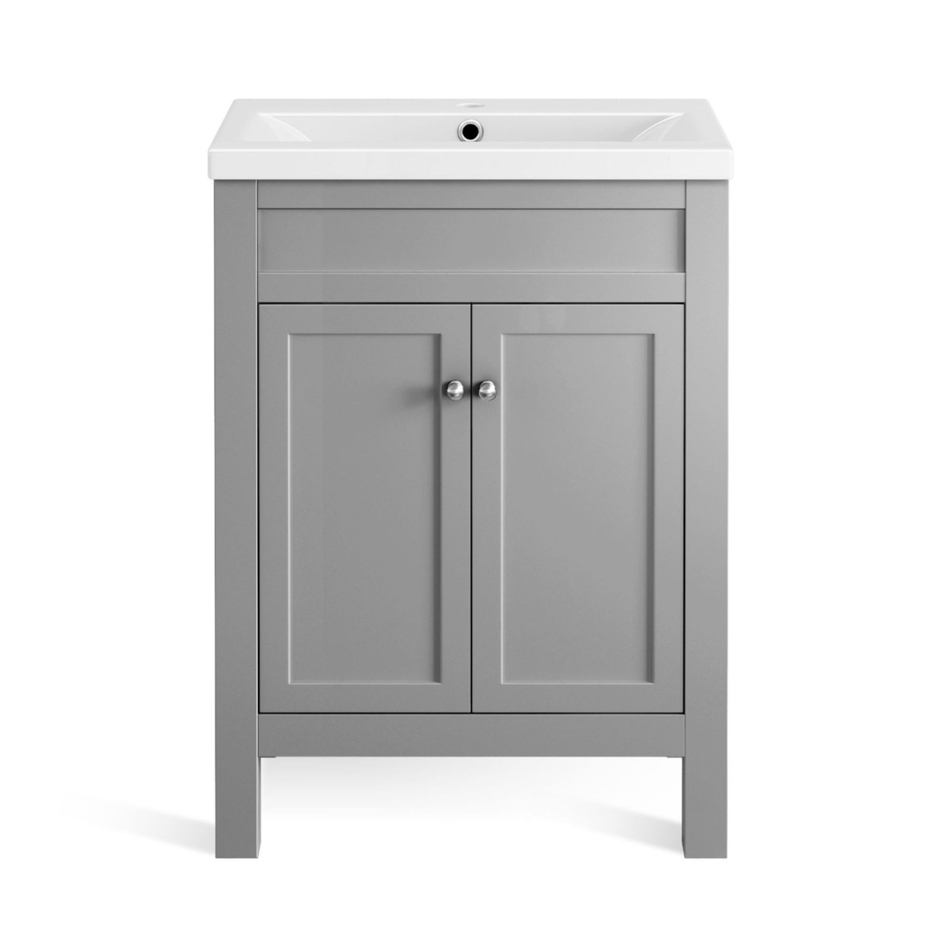 (KL11) 600mm Melbourne Earl Grey Double Door Vanity Unit - Floor Standing. RRP £499.99. Comes - Image 3 of 5