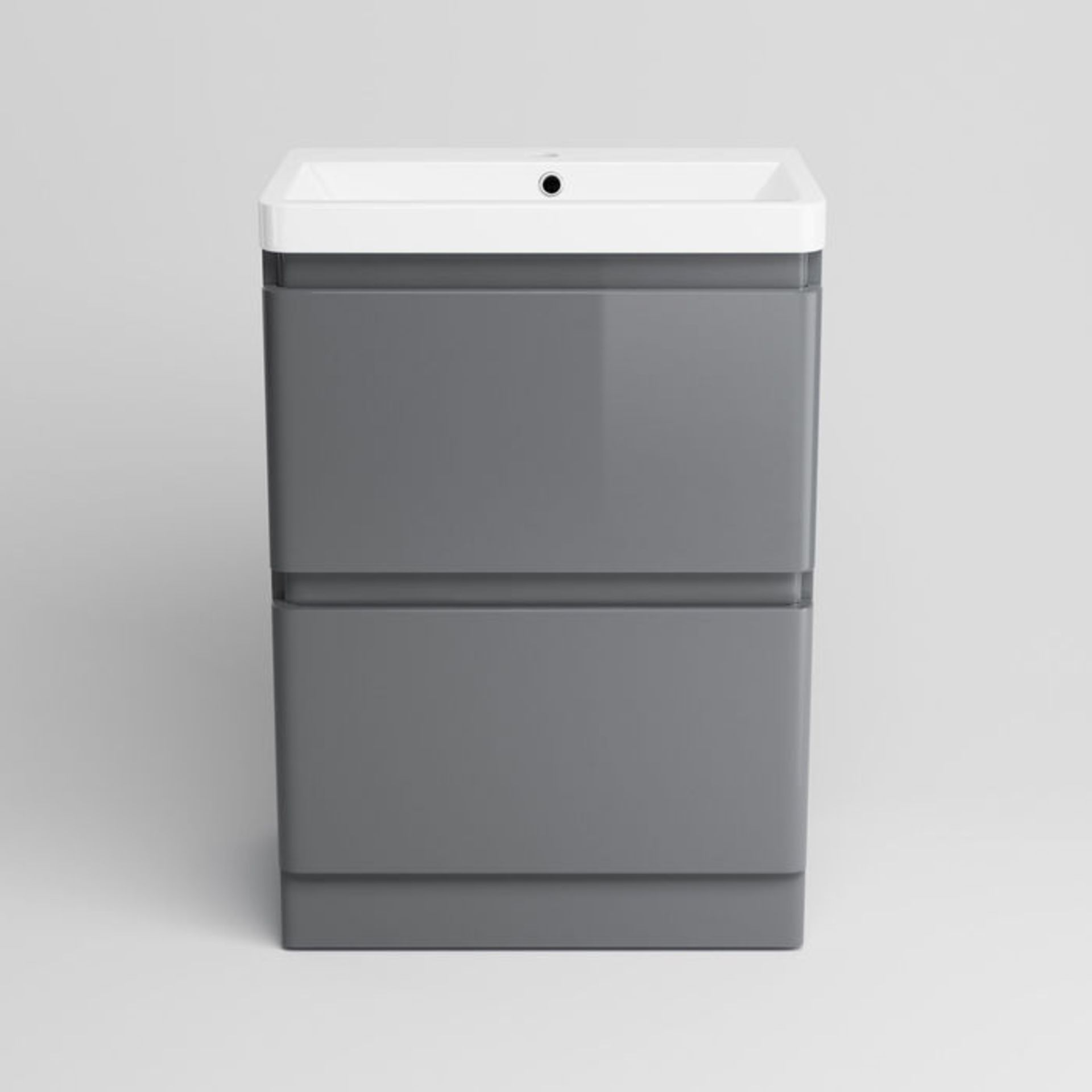 (KL10) 600mm Denver Gloss Grey Built In Basin Drawer Unit - Floor Standing. RRP £499.99. Comes - Image 5 of 5