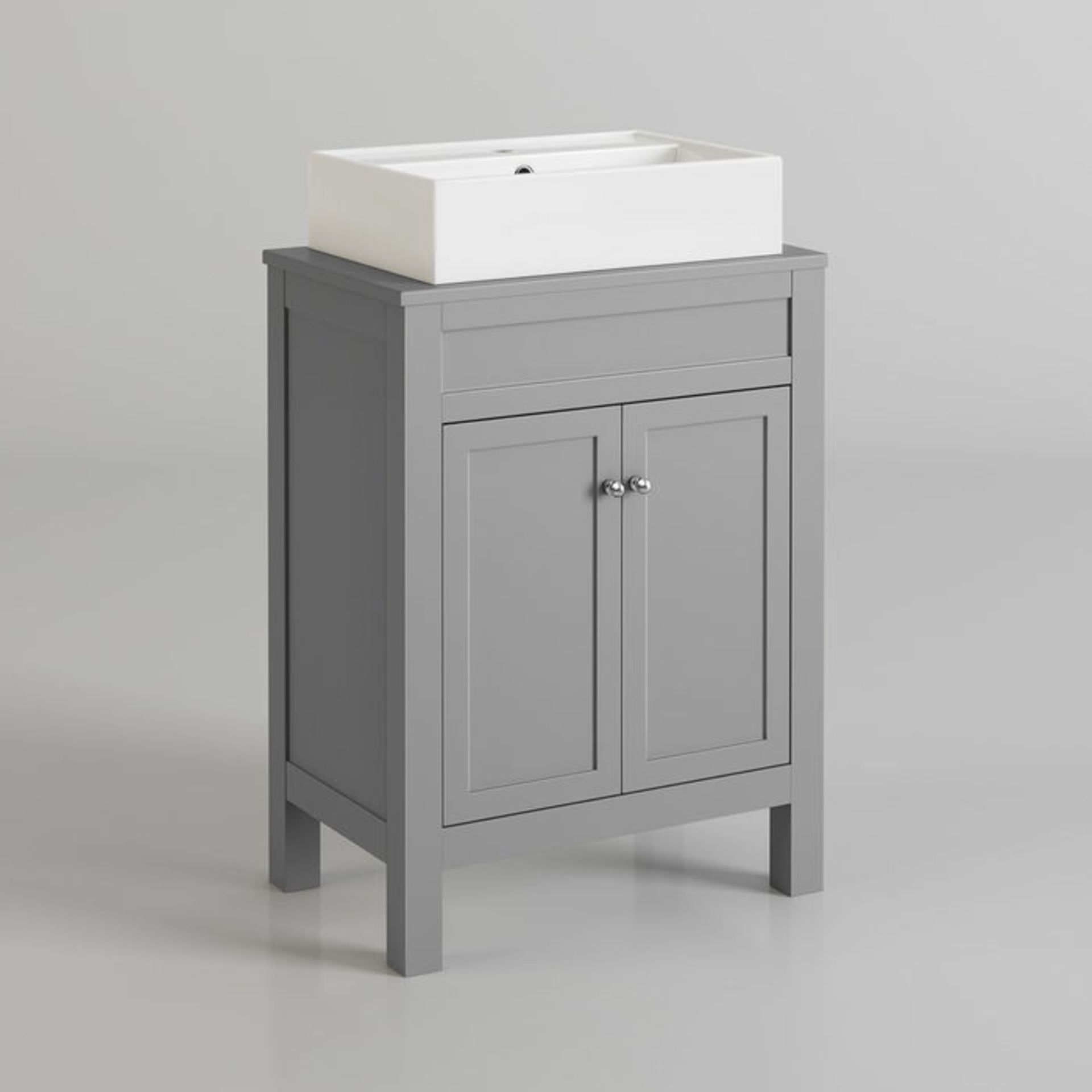 (KL72) 600mm Melbourne Grey Countertop Unit and Elisa Basin - Floor Standing. RRP £499.99. Comes - Image 4 of 4